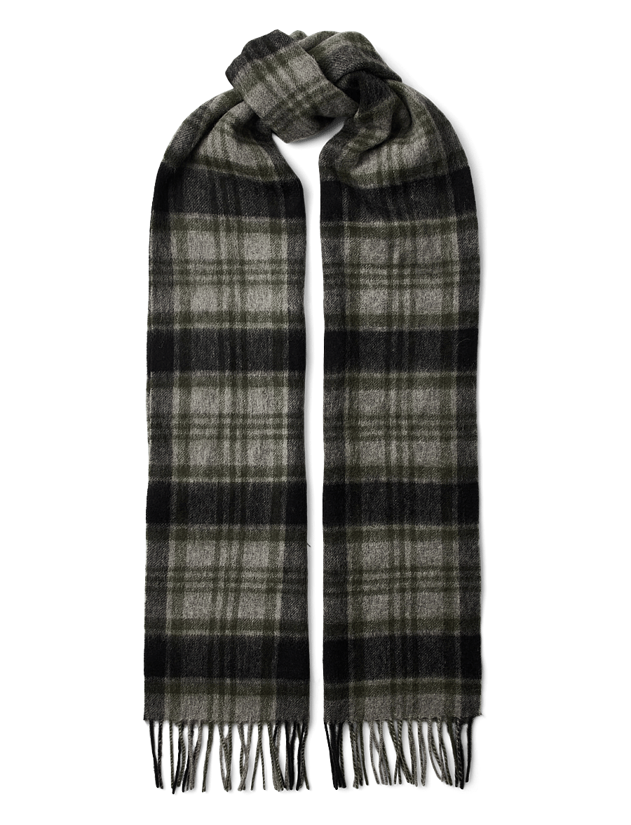 Selected - SLMTOPE WOOL CHECK SCARF - halstørklæder - light grey melange - 1