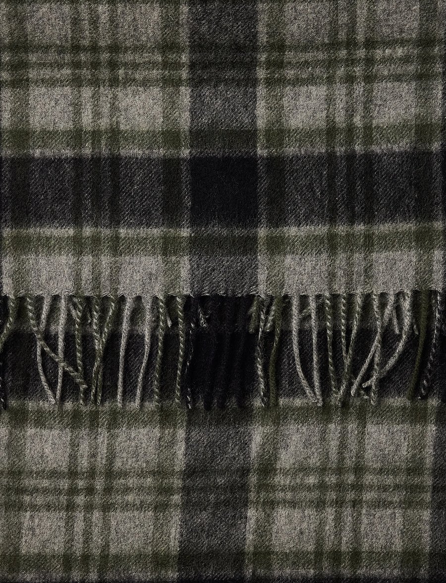 Selected - SLMTOPE WOOL CHECK SCARF - halstørklæder - light grey melange - 3