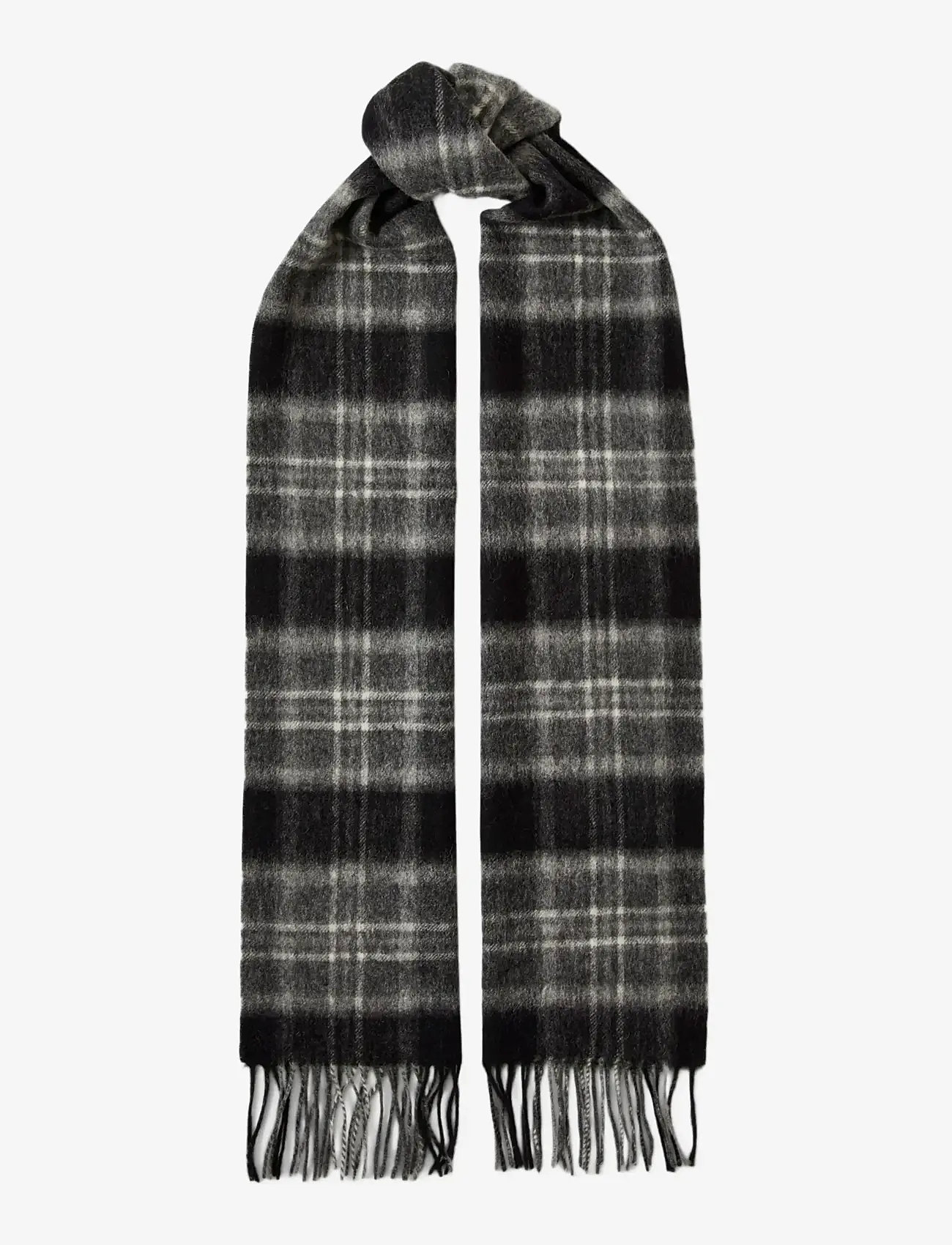 Selected - SLMTOPE WOOL CHECK SCARF - halstørklæder - medium grey melange - 0