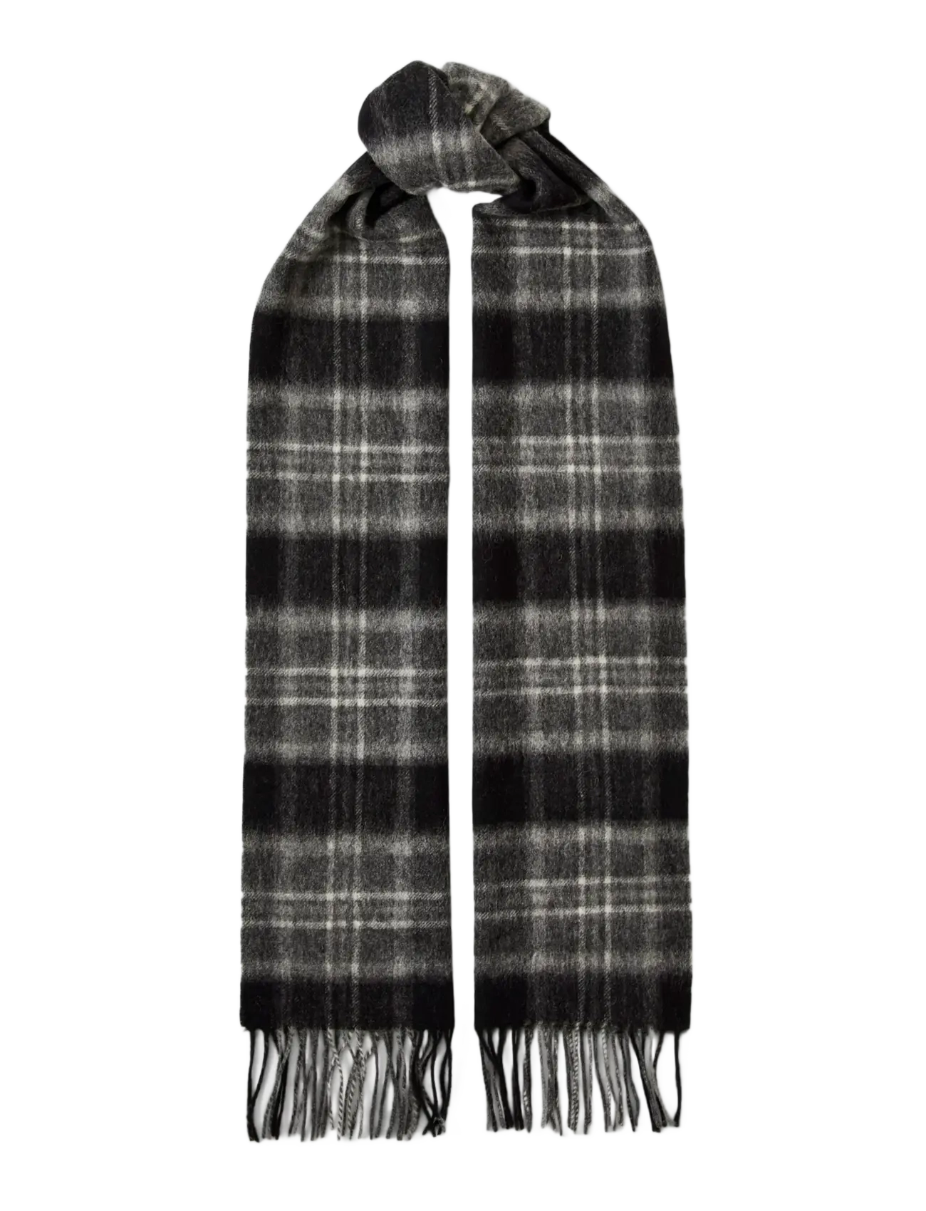 Selected SLMTOPE WOOL CHECK SCARF - Accessories - MEDIUM GREY MELANGE / grey