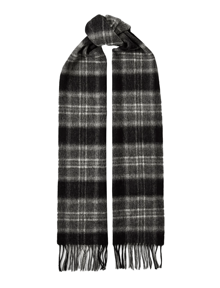 Selected - SLMTOPE WOOL CHECK SCARF - winterschals - medium grey melange - 0