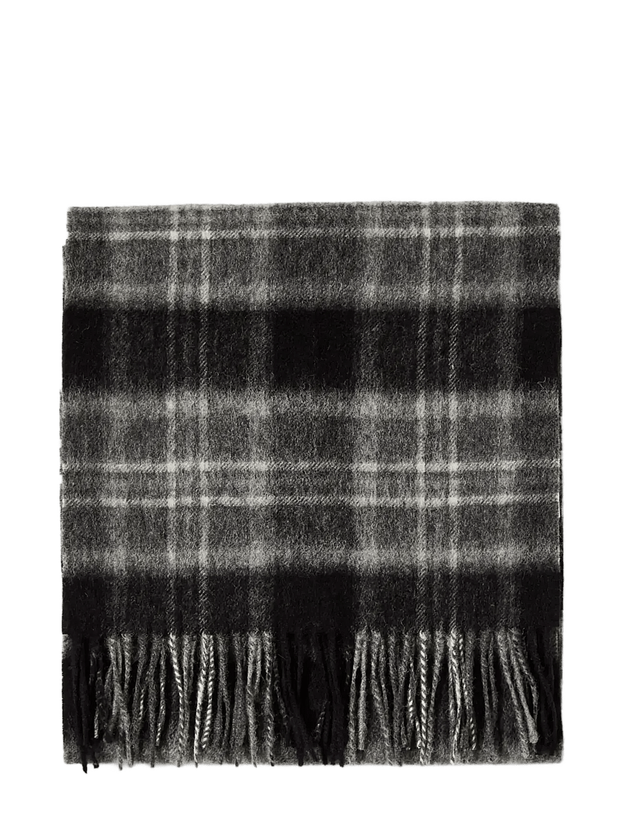 Selected - SLMTOPE WOOL CHECK SCARF - winterschals - medium grey melange - 1