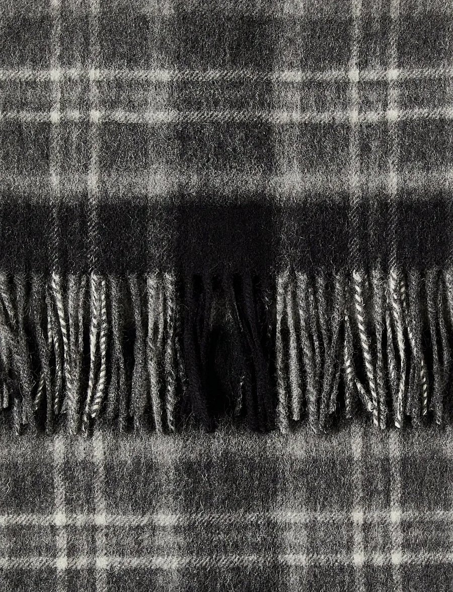 Selected - SLMTOPE WOOL CHECK SCARF - winterschals - medium grey melange - 2