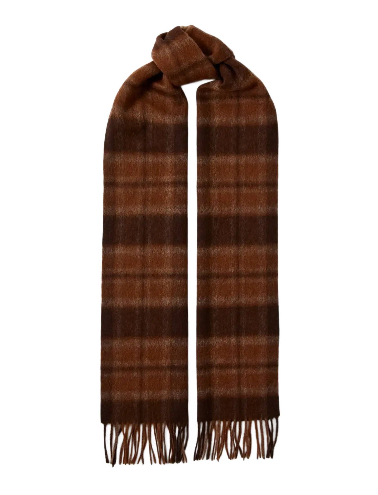 Selected Slmtope Wool Check Scarf, One Size, Brown, Tørklæder > Vintertørklæder, Herre