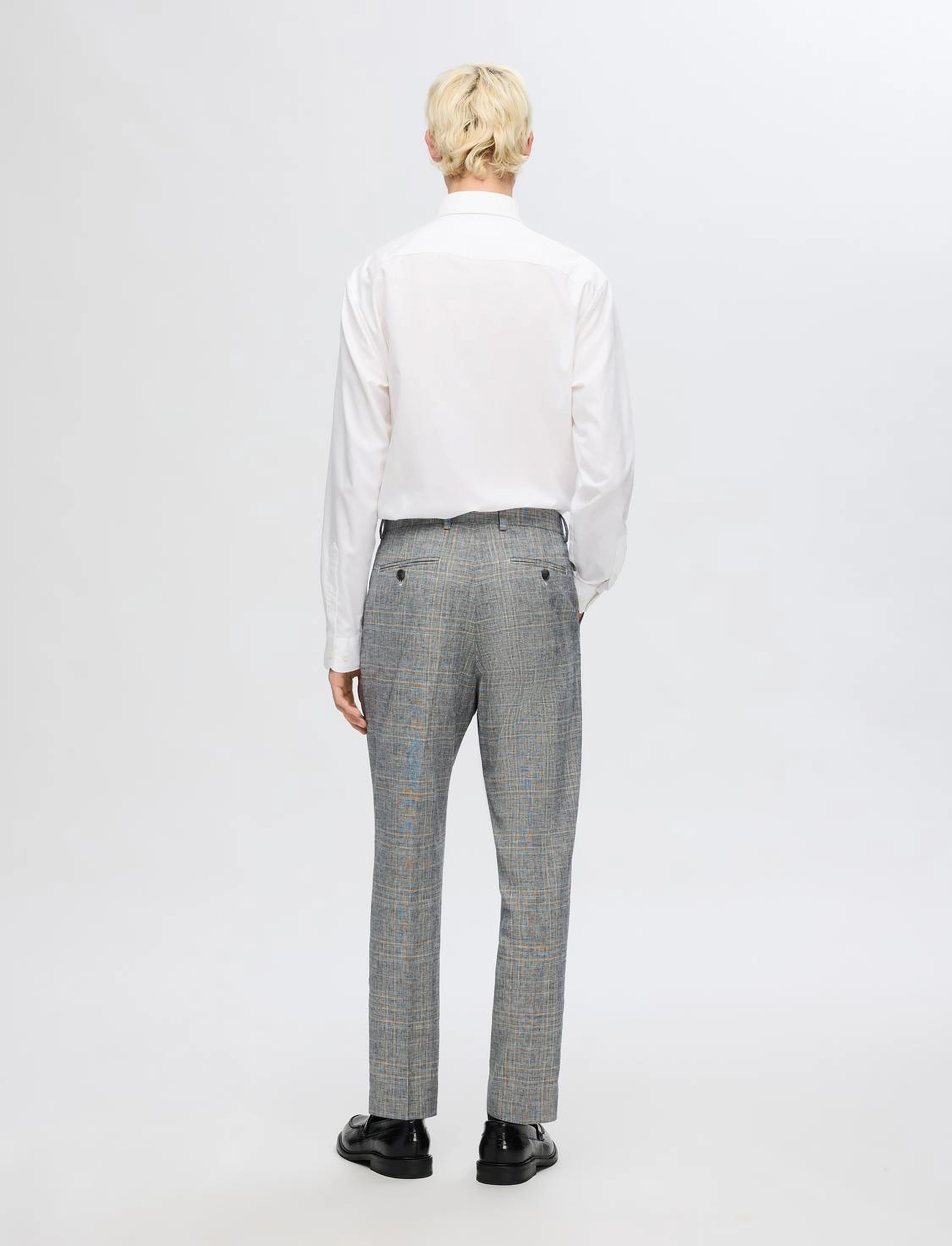 Selected - SLHTAPE-KANE LINEN CHECK TRS - flint gray - 2