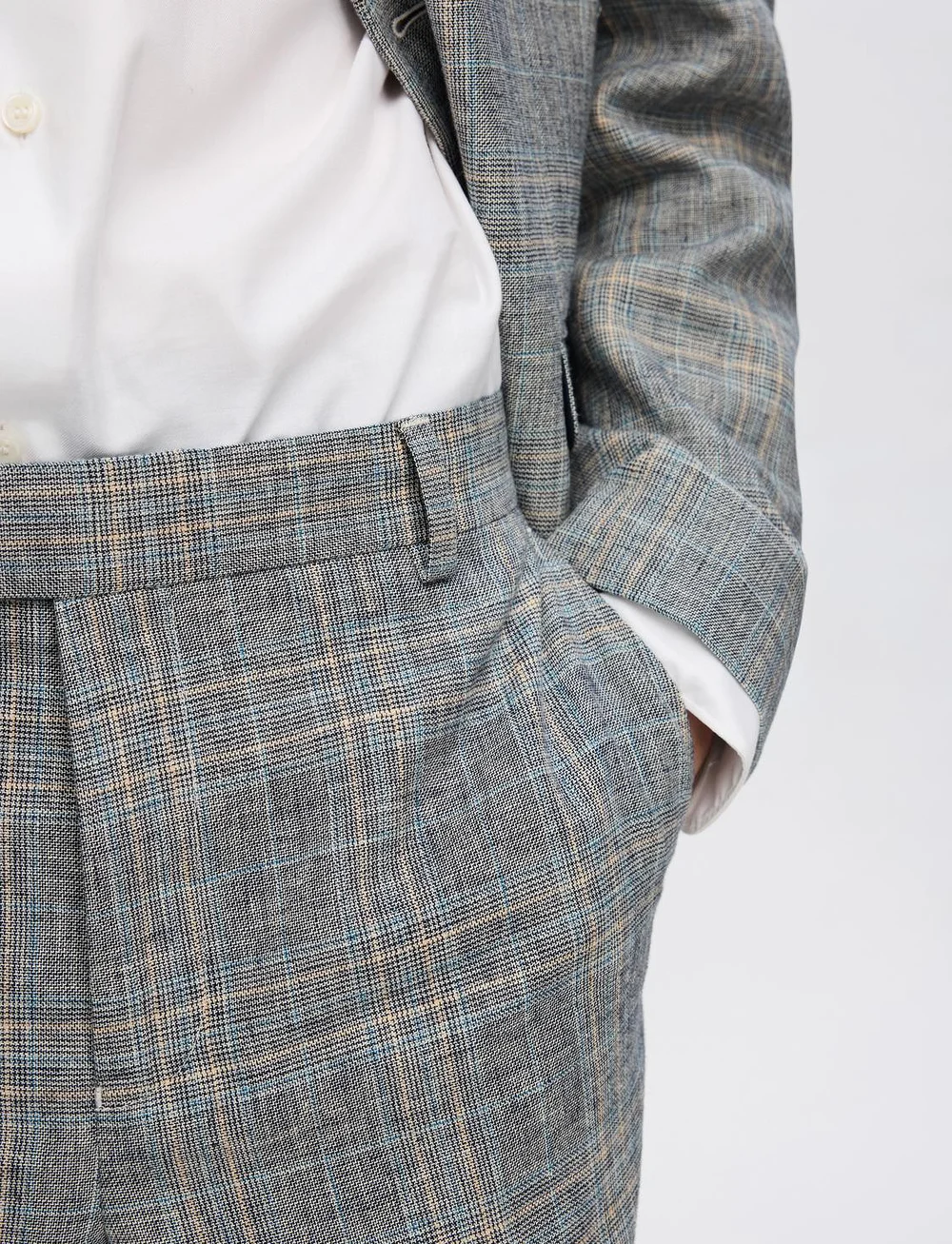 Selected - SLHTAPE-KANE LINEN CHECK TRS - leinenhosen - flint gray - 5