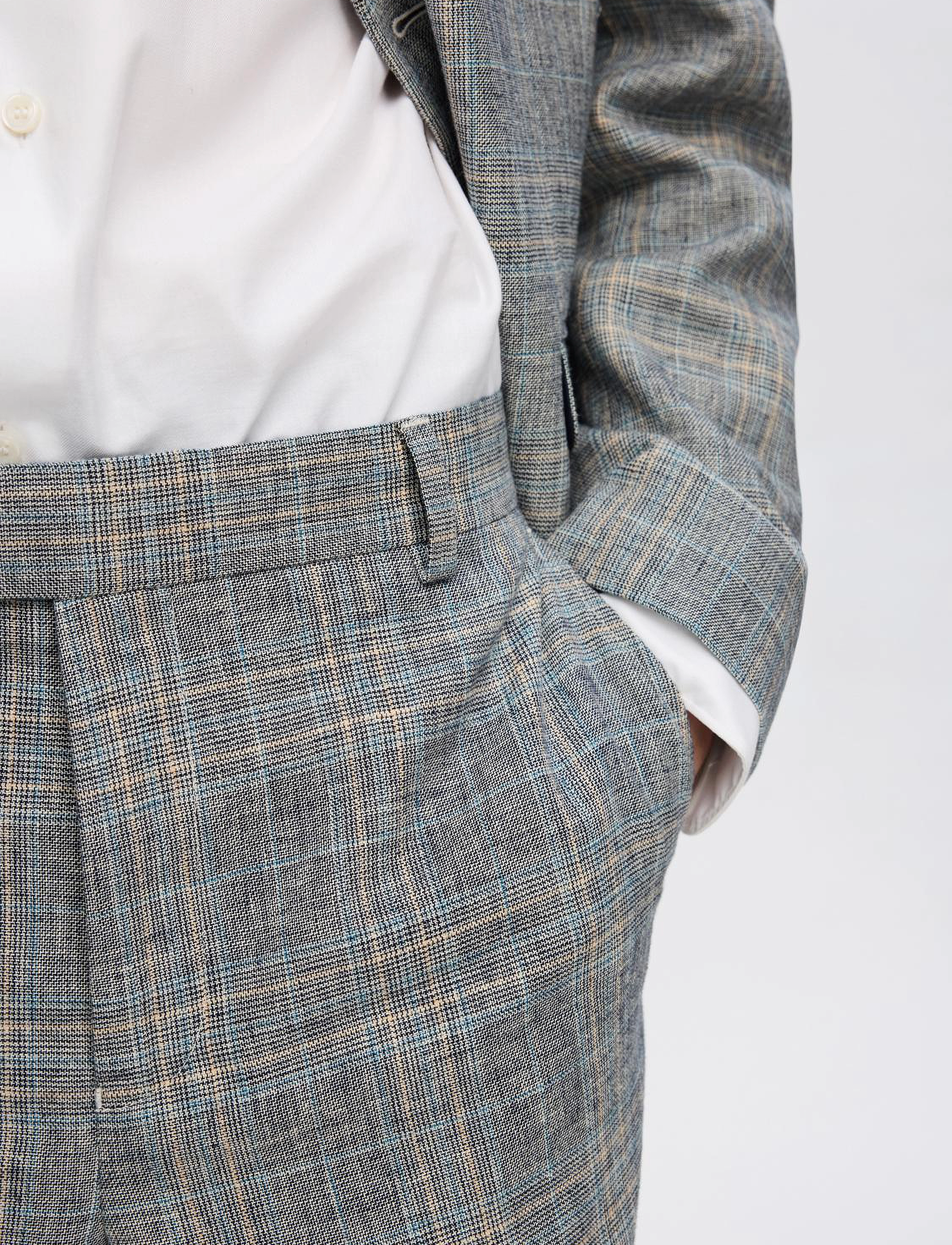 Selected - SLHTAPE-KANE LINEN CHECK TRS - flint gray - 5