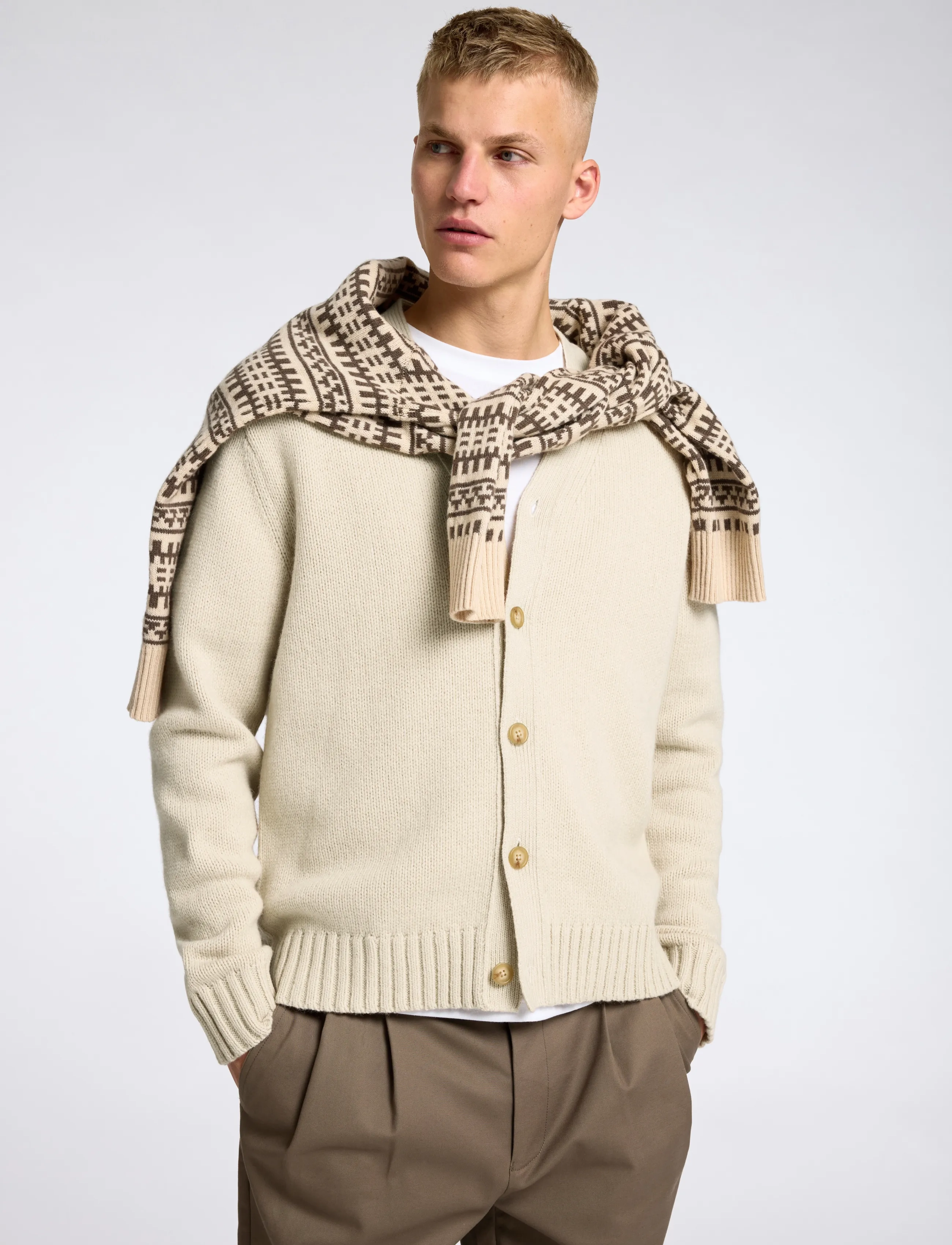 Selected - SLMCODY LS KNIT CARDIGAN NOOS - cardigans - oatmeal - 4