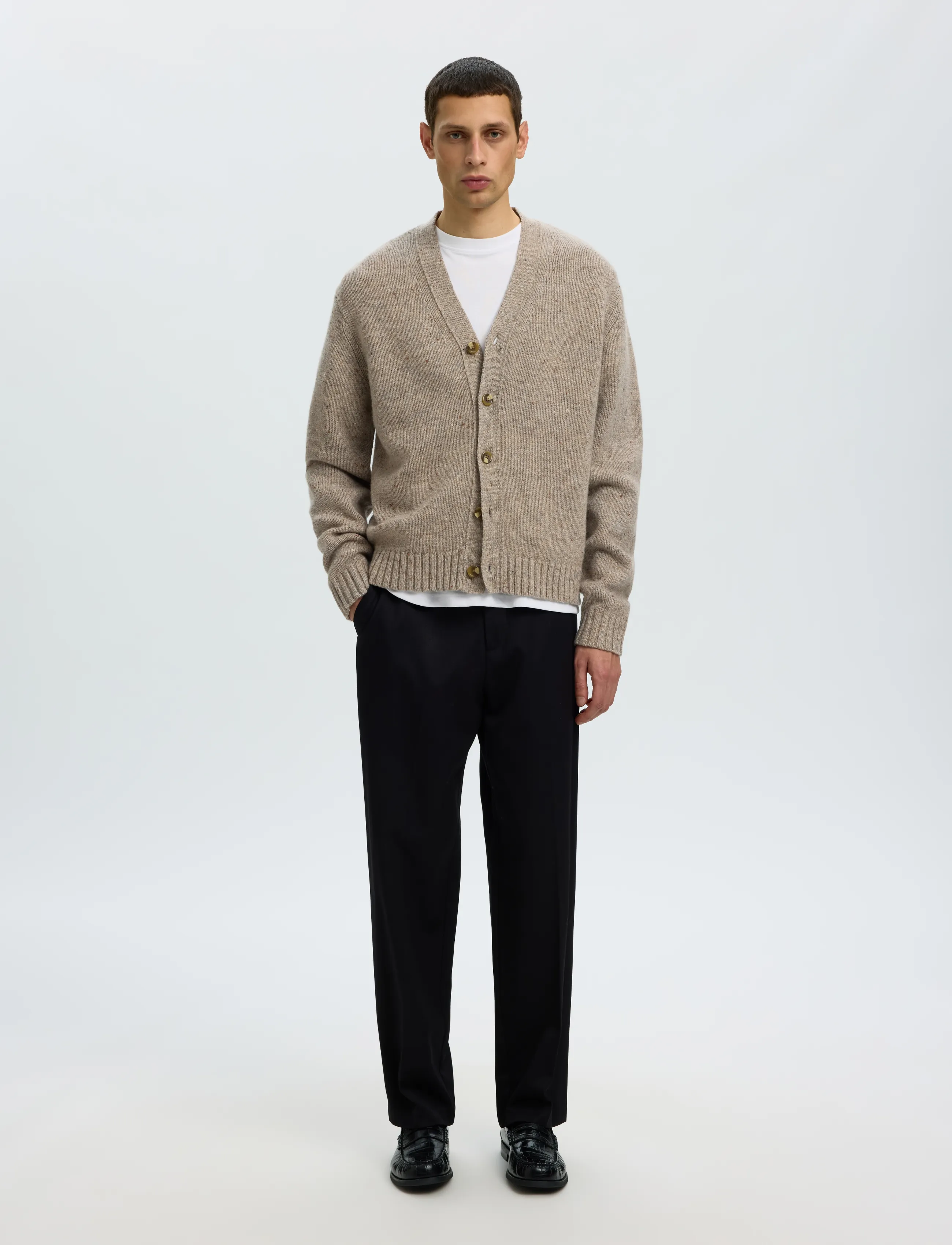 Selected - SLMCODY LS KNIT CARDIGAN NOOS - cardigans - oatmeal - 3