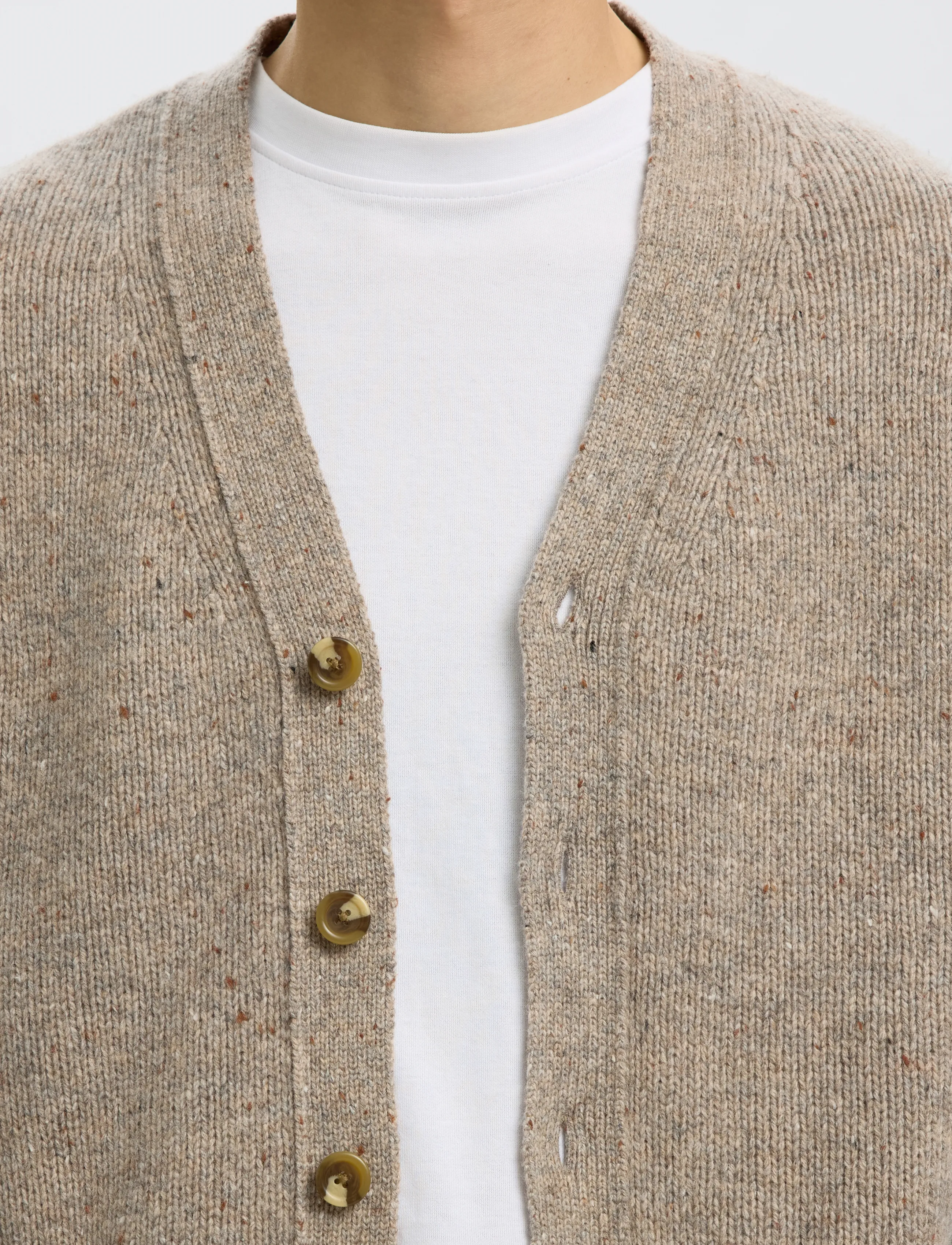 Selected - SLMCODY LS KNIT CARDIGAN NOOS - cardigans - oatmeal - 4