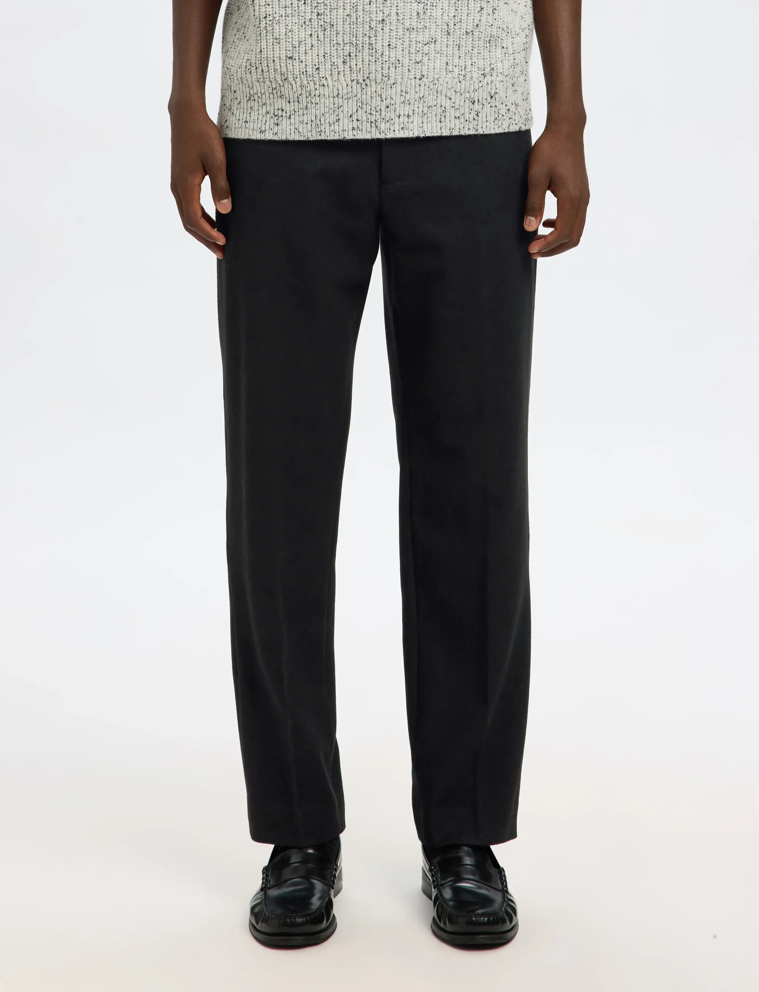 Selected SLH196-STRAIGHT TERRY WOOL BLND PNT NOOS - Formelle Hosen - BLACK / black