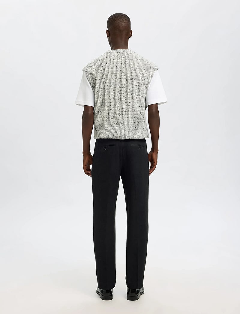 Selected - SLH196-STRAIGHT TERRY WOOL BLND PNT NOOS - anzugshosen - black - 2