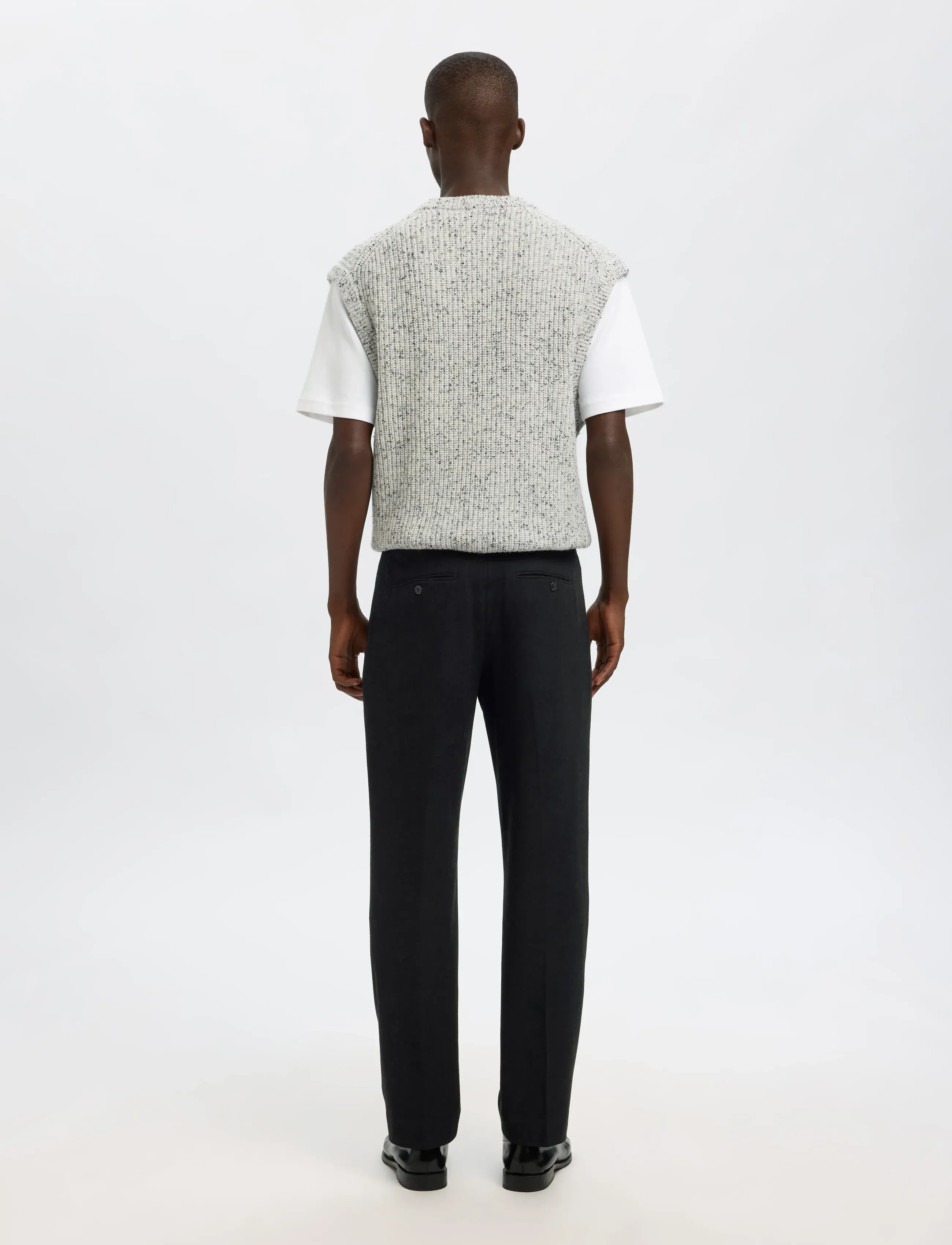 Selected - SLH196-STRAIGHT TERRY WOOL BLND PNT NOOS - habitbukser - black - 2