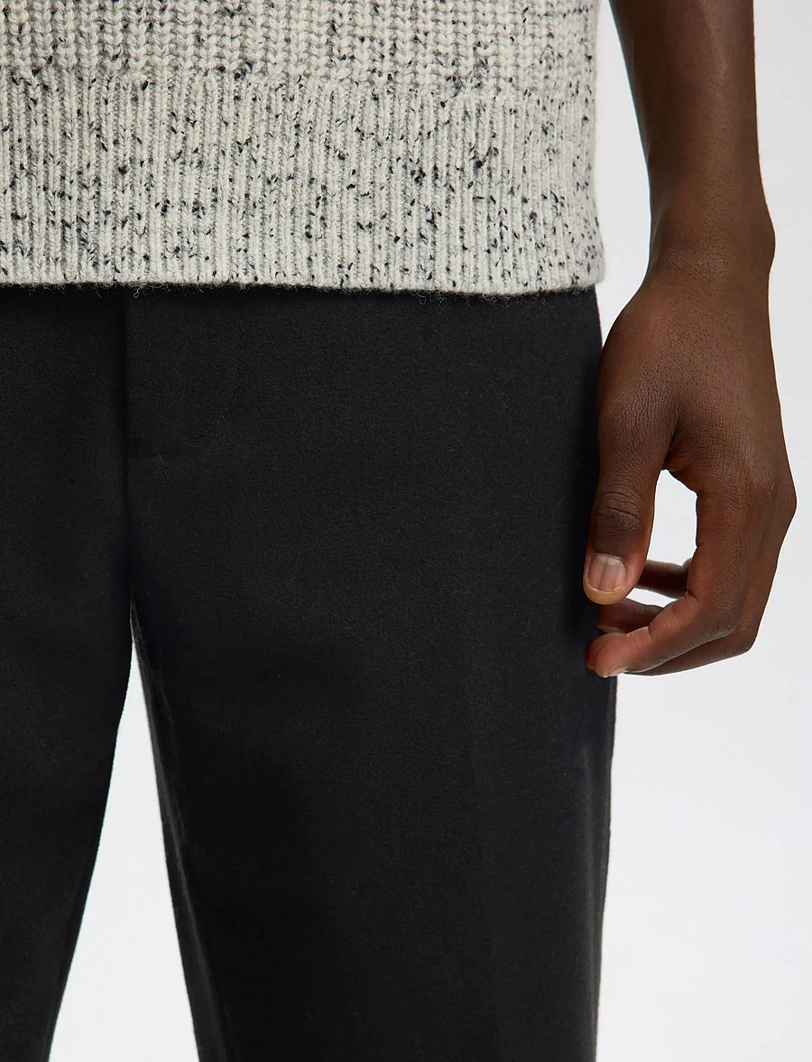 Selected - SLH196-STRAIGHT TERRY WOOL BLND PNT NOOS - habitbukser - black - 3