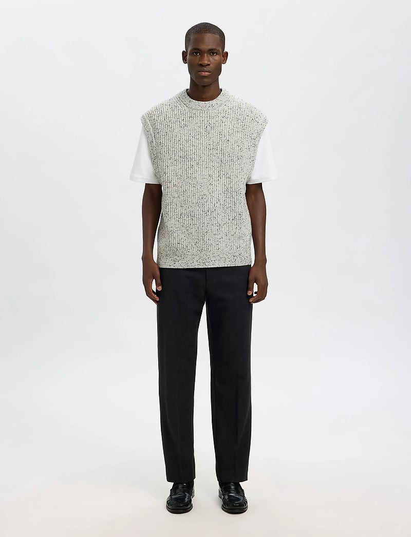 Selected - SLH196-STRAIGHT TERRY WOOL BLND PNT NOOS - anzugshosen - black - 4