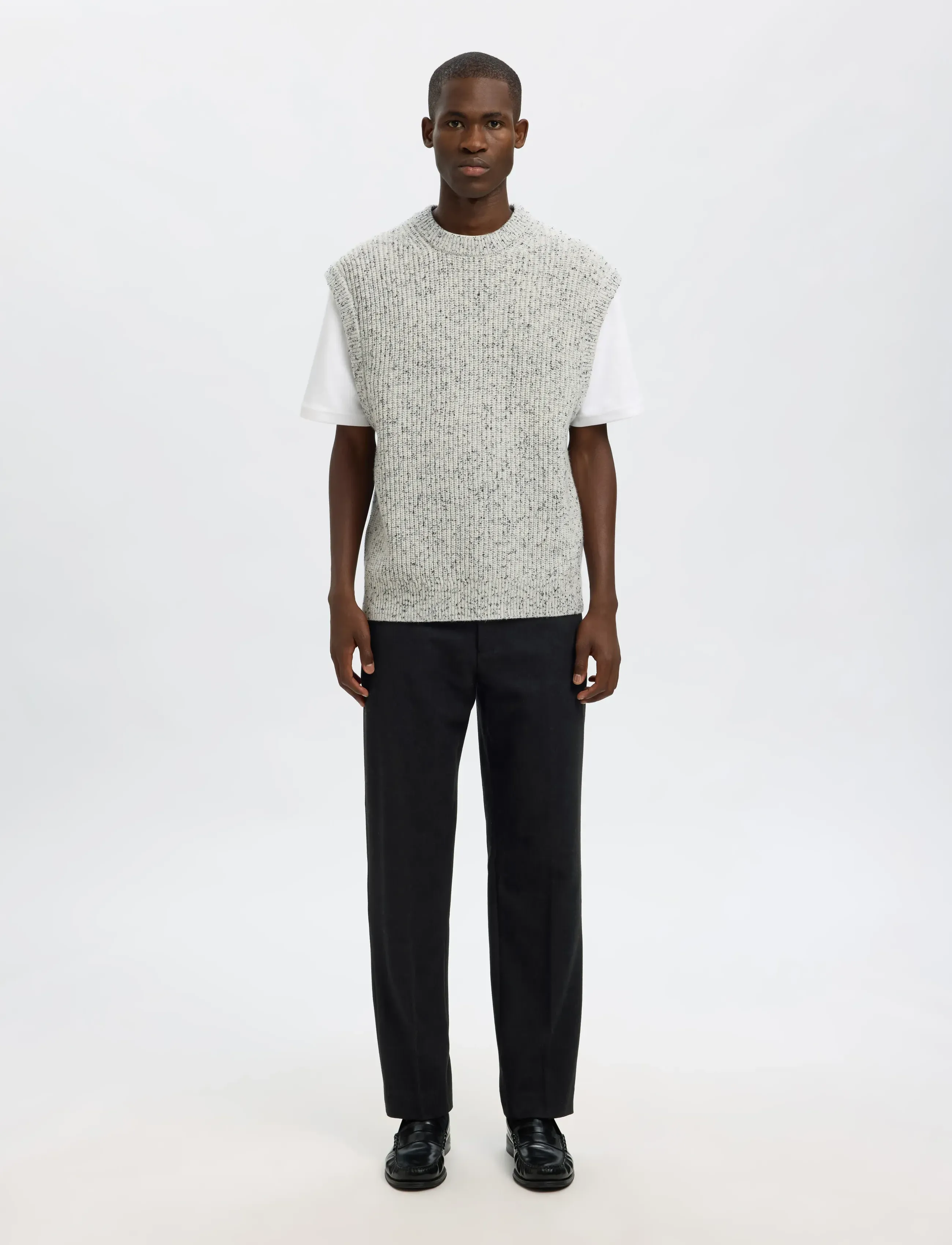Selected - SLH196-STRAIGHT TERRY WOOL BLND PNT NOOS - habitbukser - black - 4