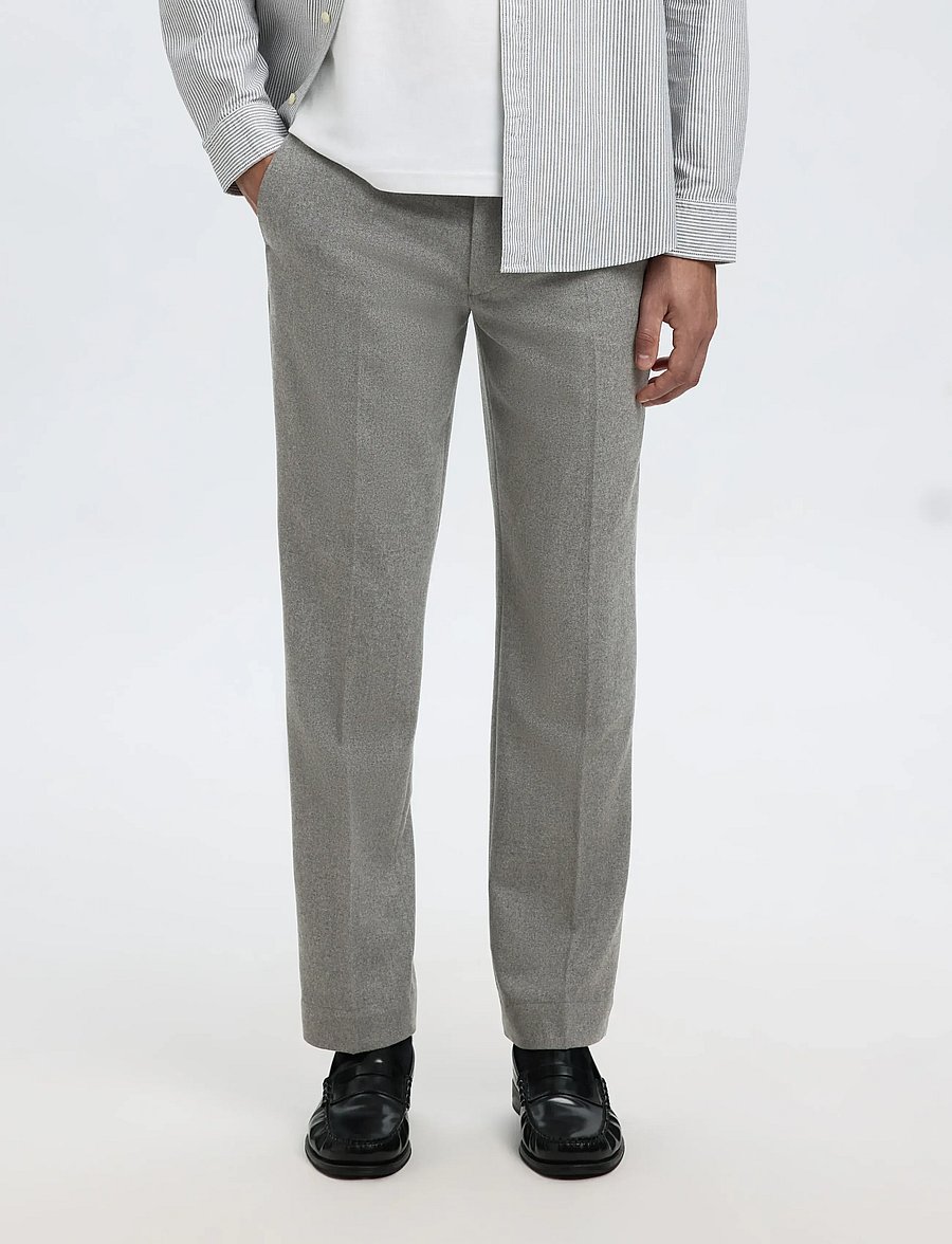 Selected - SLH196-STRAIGHT TERRY WOOL BLND PNT NOOS - habitbukser - grey melange - 0