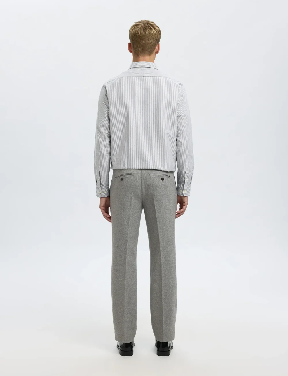 Selected - SLH196-STRAIGHT TERRY WOOL BLND PNT NOOS - anzugshosen - grey melange - 2