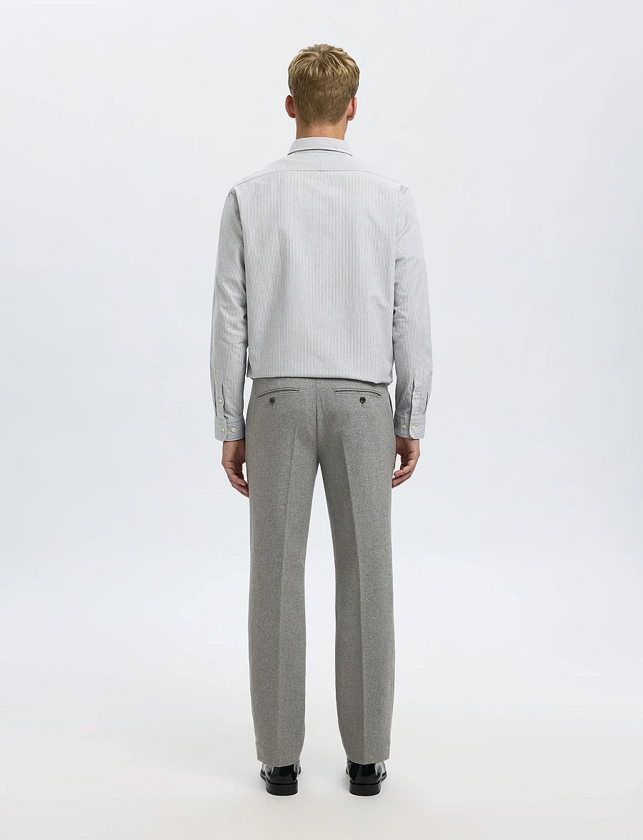 Selected - SLH196-STRAIGHT TERRY WOOL BLND PNT NOOS - Ülikonnapüksid - grey melange - 2