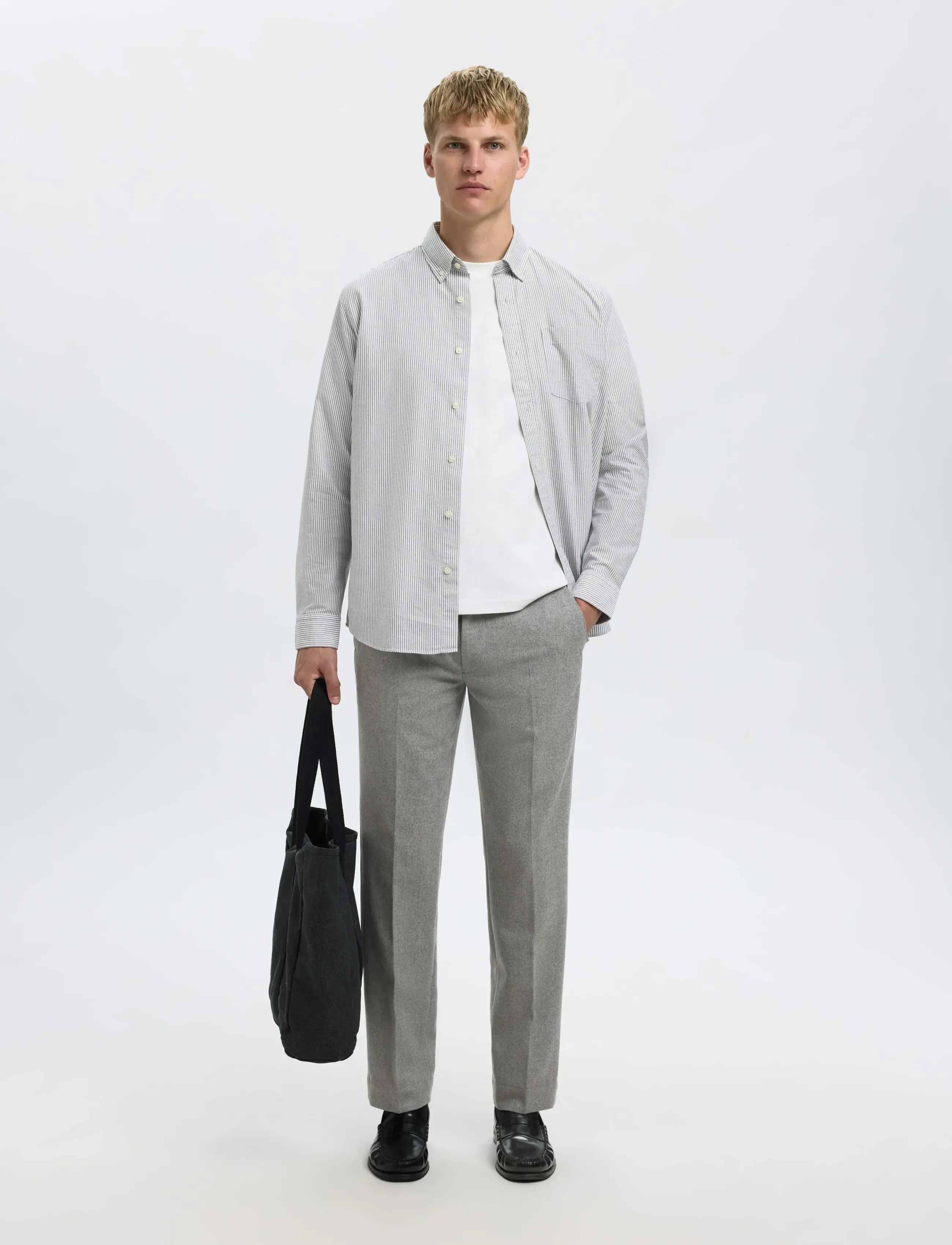 Selected - SLH196-STRAIGHT TERRY WOOL BLND PNT NOOS - habitbukser - grey melange - 3