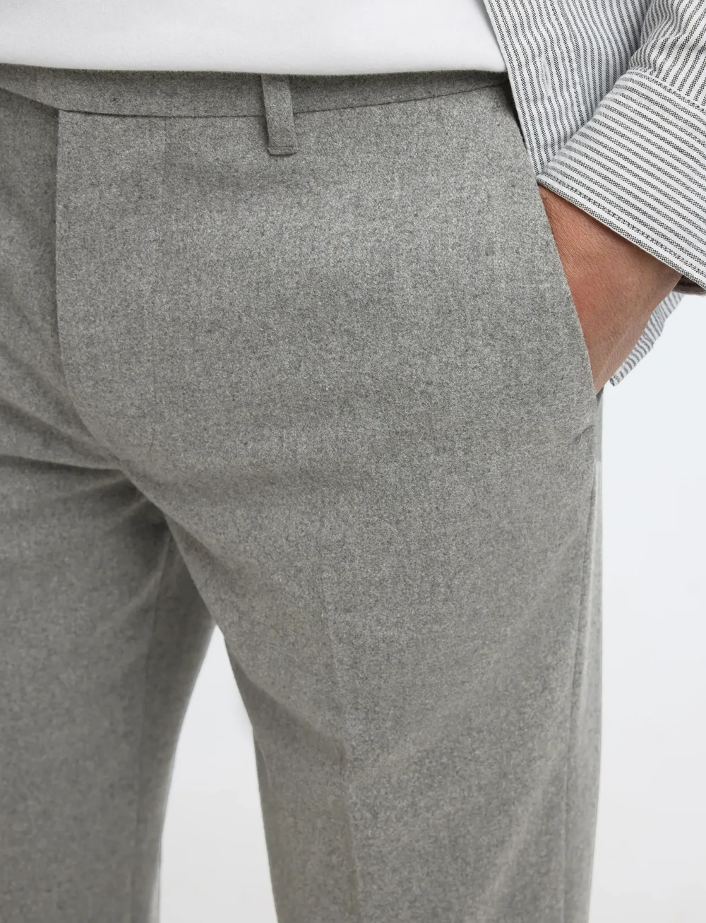 Selected - SLH196-STRAIGHT TERRY WOOL BLND PNT NOOS - anzugshosen - grey melange - 4