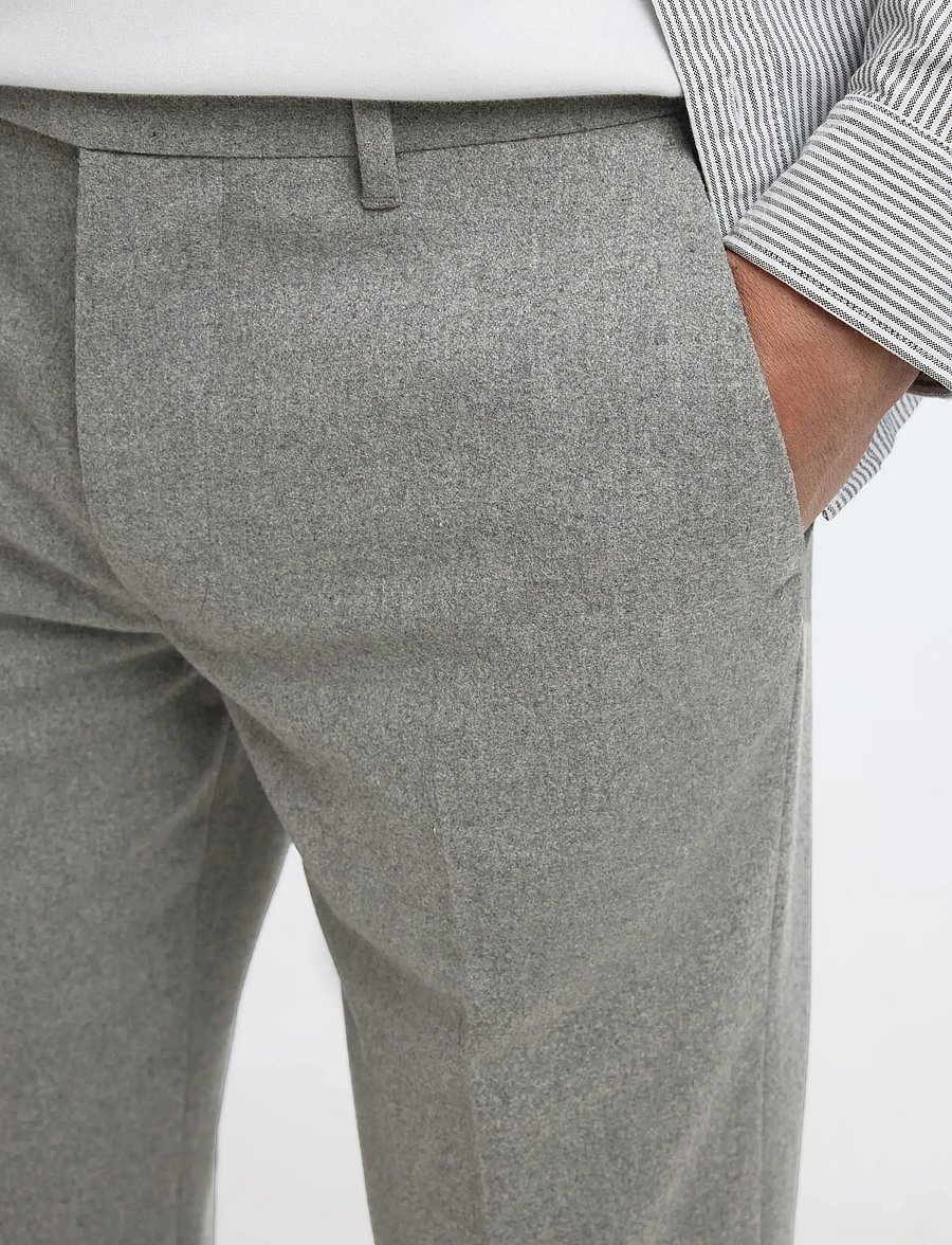 Selected - SLH196-STRAIGHT TERRY WOOL BLND PNT NOOS - habitbukser - grey melange - 4