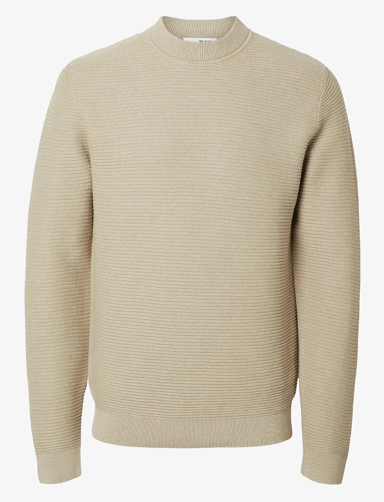Selected - SLHTION LS KNIT STRUCTURE MOCK NECK - oatmeal - 0