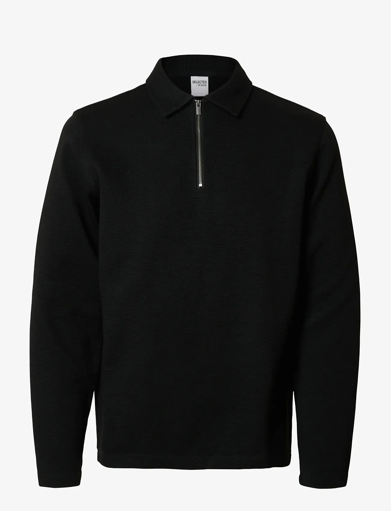 Selected - SLHMARC RIB LS POLO - polo marškinėliai ilgomis rankovėmis - black - 1