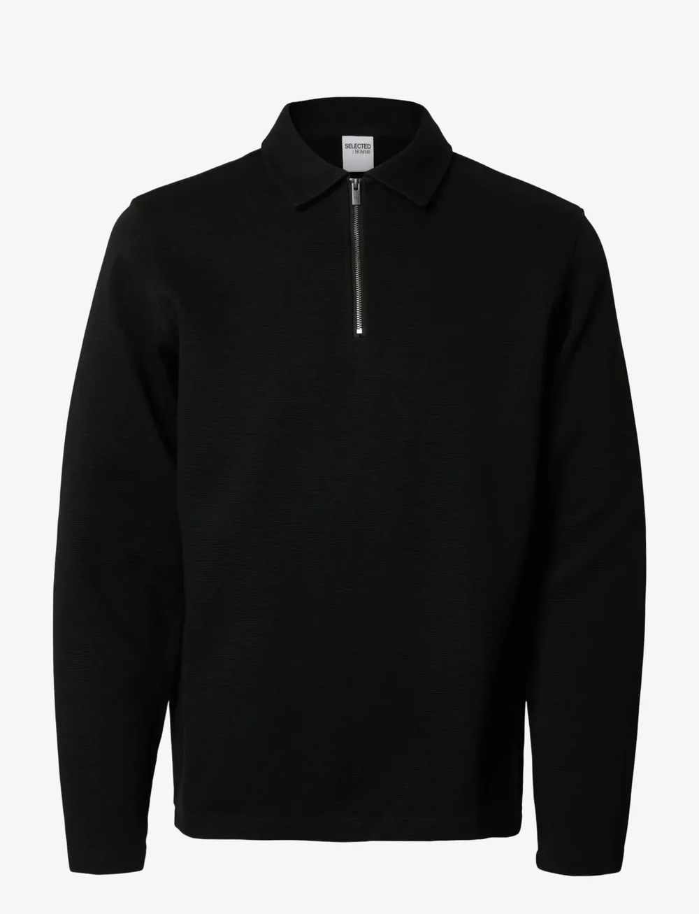 Selected - SLHMARC RIB LS POLO - langærmede poloer - black - 1