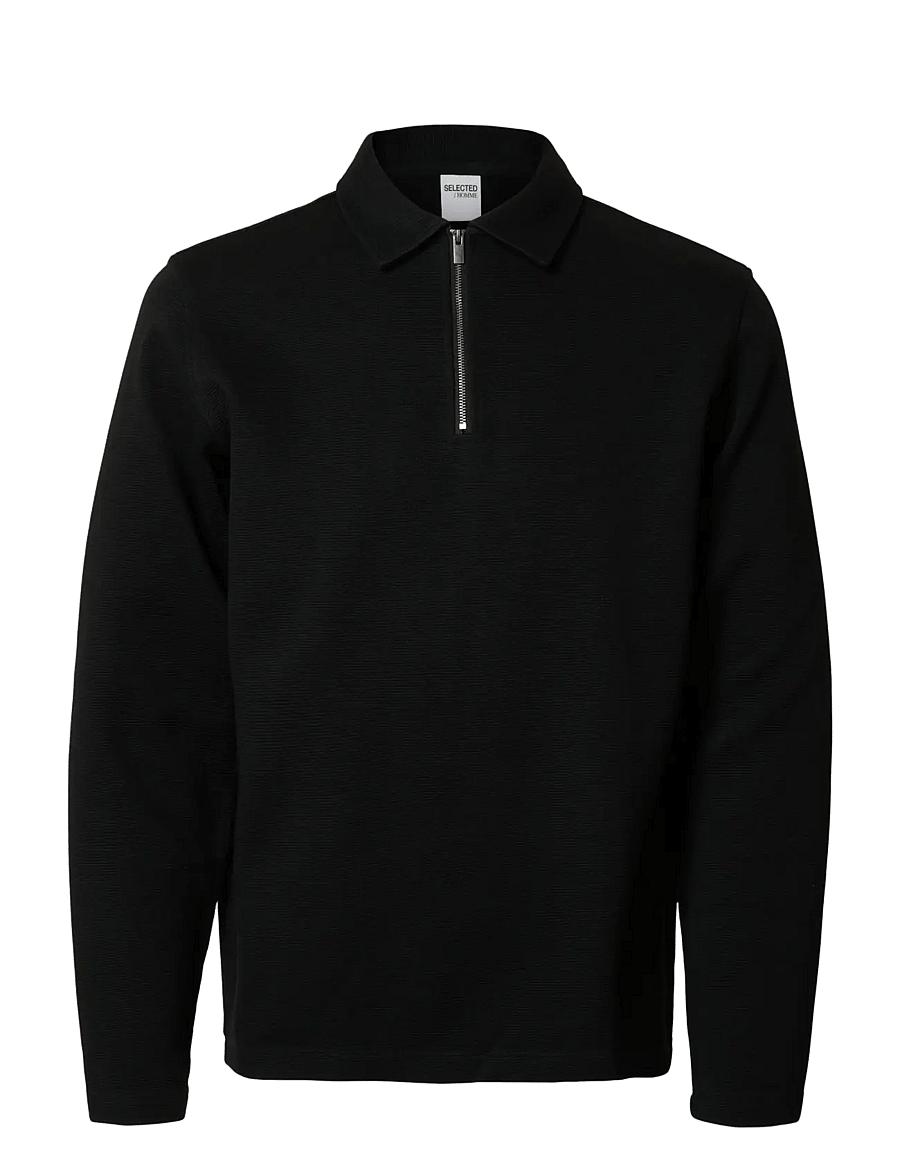 Selected - SLHMARC RIB LS POLO - langärmelig - black - 1