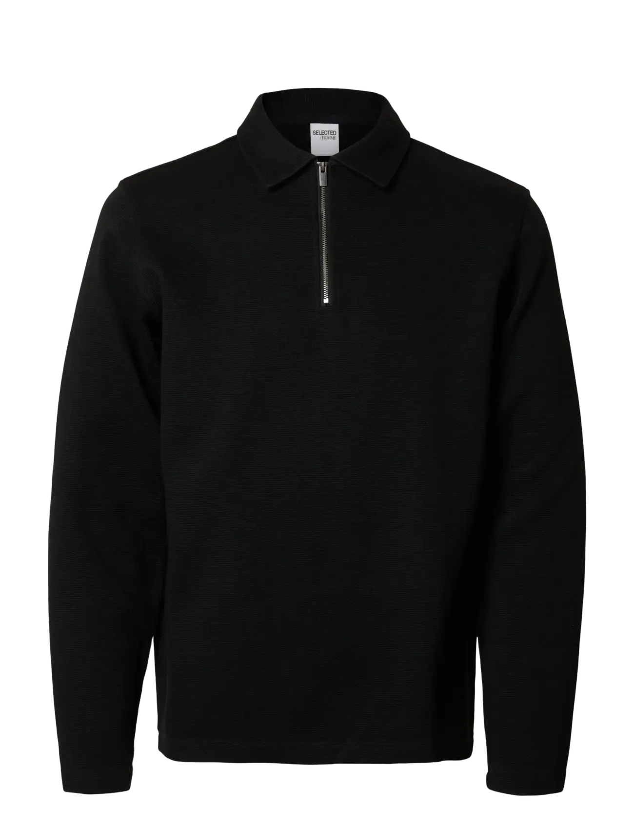 Selected - SLHMARC RIB LS POLO - langærmede poloer - black - 1