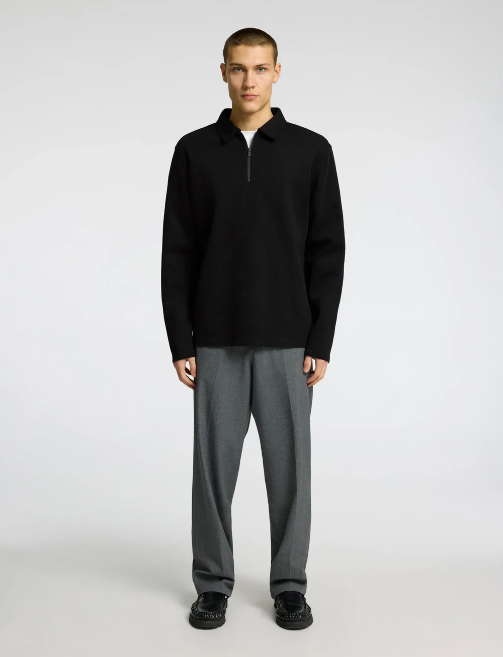 Selected - SLHMARC RIB LS POLO - langærmede poloer - black - 0