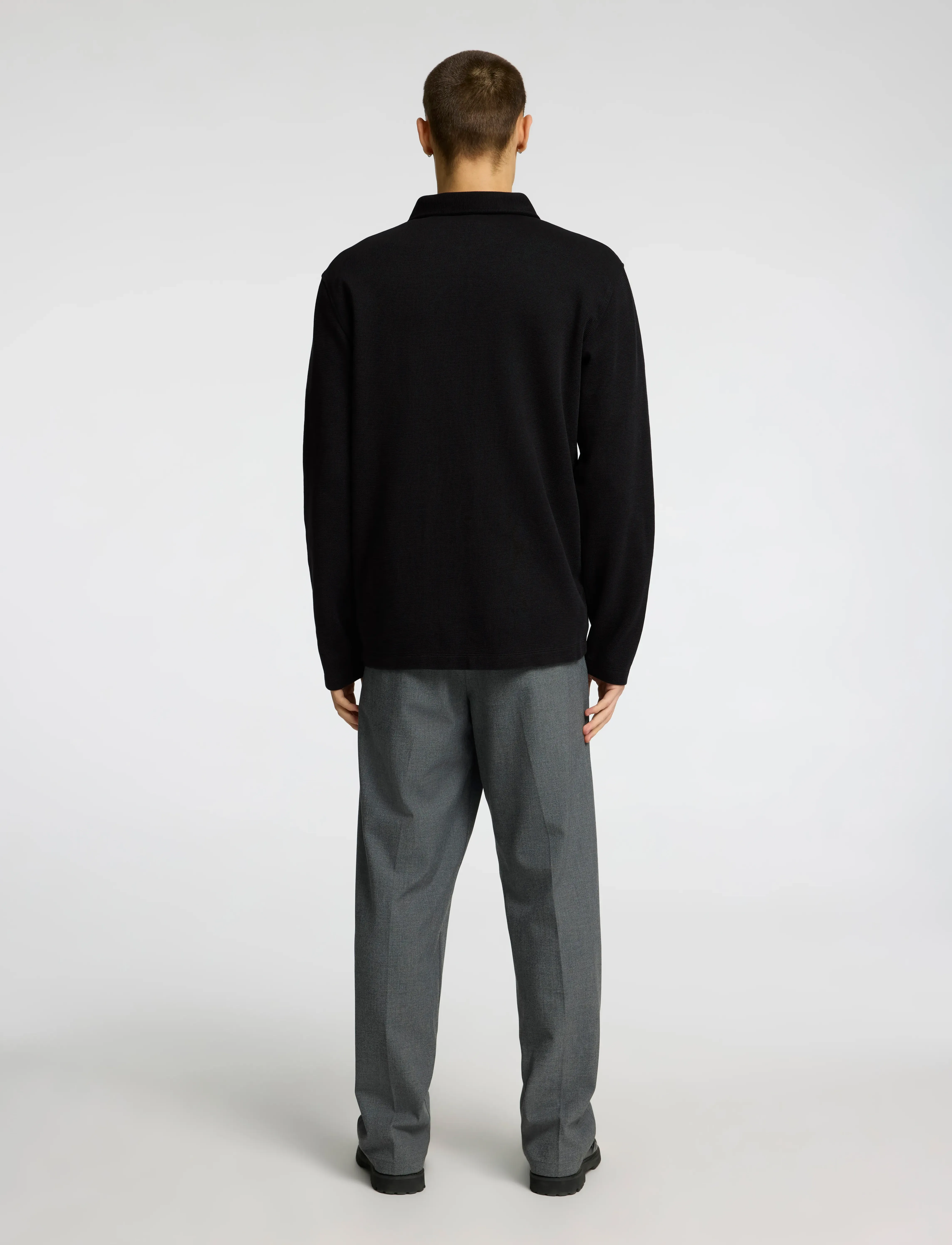 Selected - SLHMARC RIB LS POLO - langärmelig - black - 3
