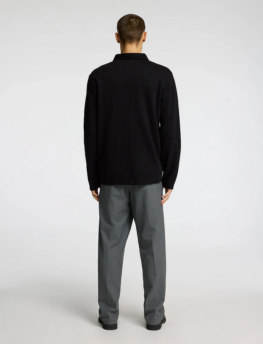 Selected - SLHMARC RIB LS POLO - langärmelig - black - 3