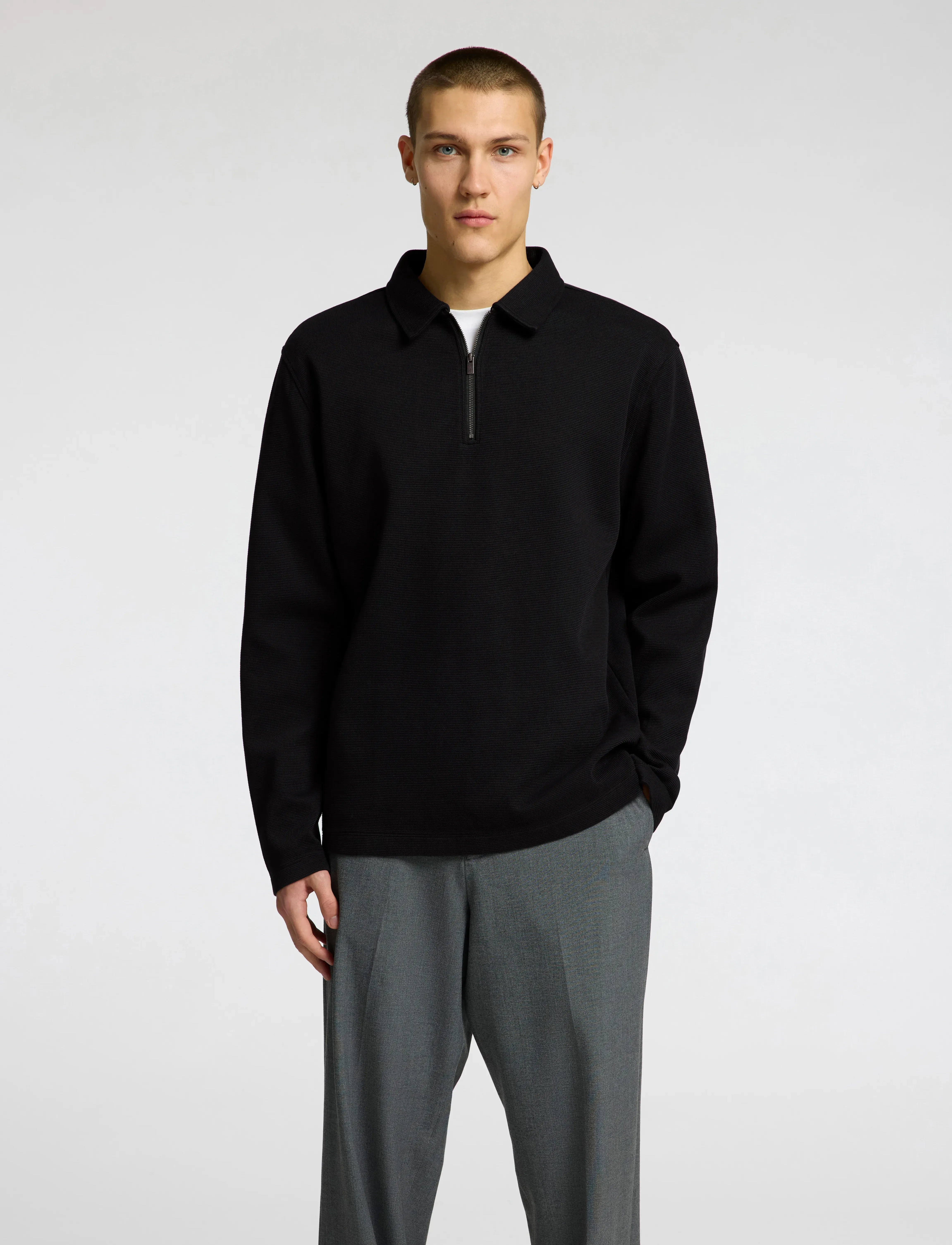 Selected - SLHMARC RIB LS POLO - langärmelig - black - 4