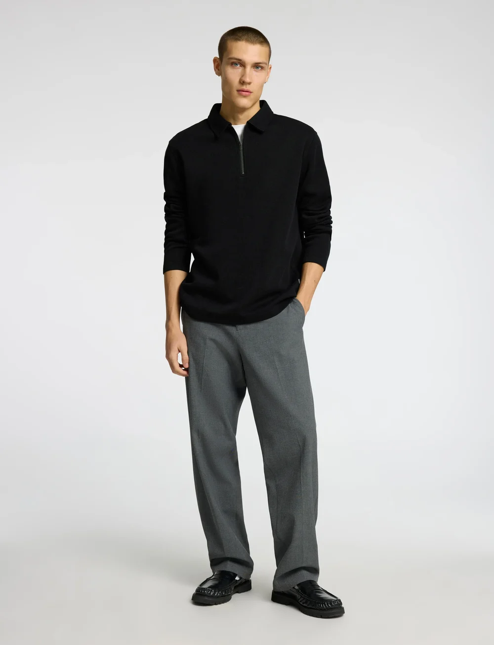 Selected - SLHMARC RIB LS POLO - langærmede poloer - black - 5