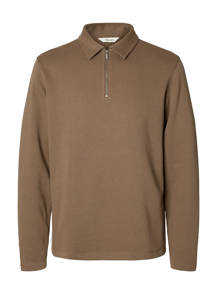 Selected - SLHMARC RIB LS POLO - langärmelig - morel - 1