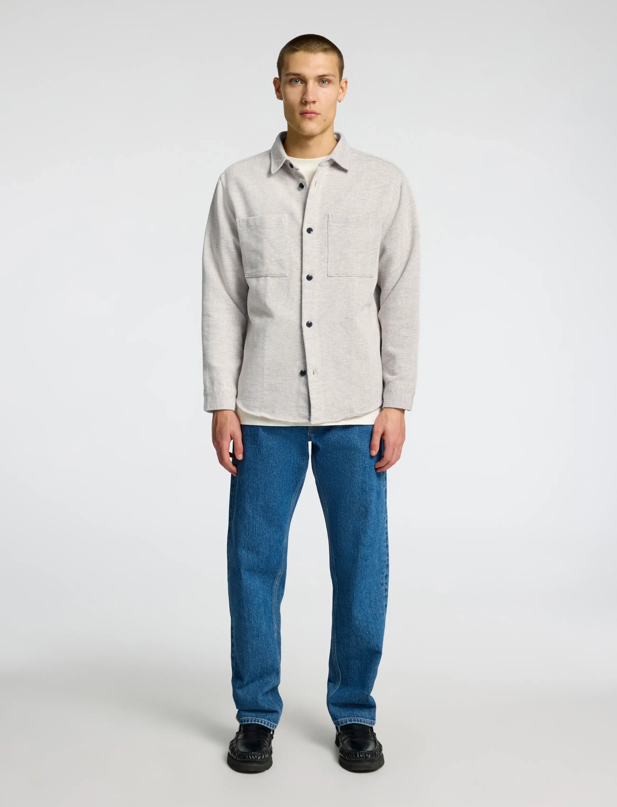 Selected SLHREGHANK HERRINGBONE OVERSHIRT - Vintergarderobe - OATMEAL / cream