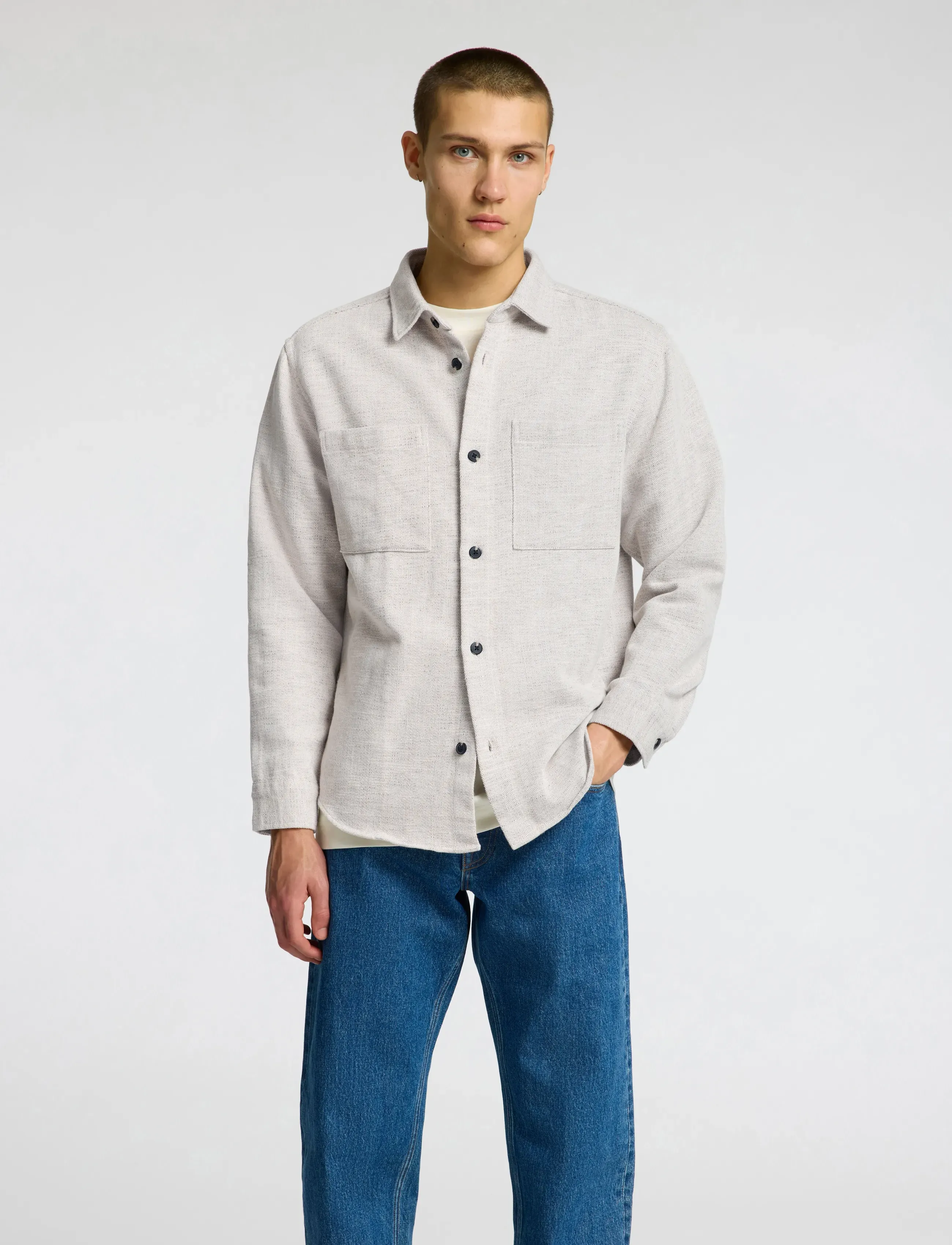 Selected - SLHREGHANK HERRINGBONE OVERSHIRT - oatmeal - 3