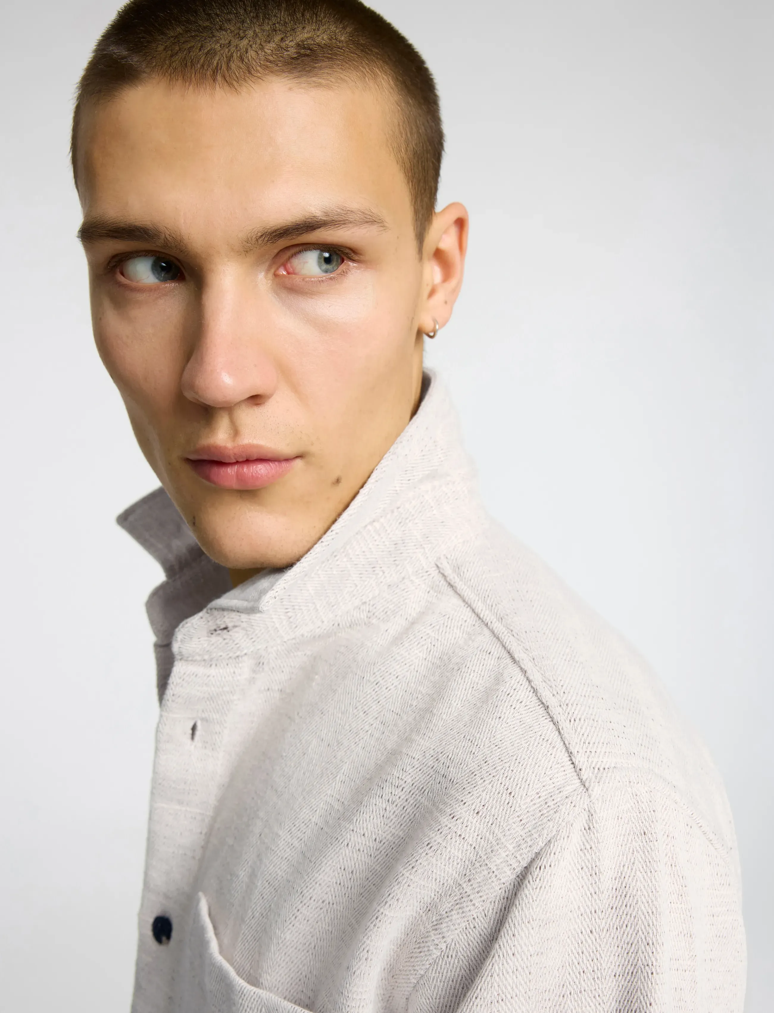 Selected - SLHREGHANK HERRINGBONE OVERSHIRT - oatmeal - 4