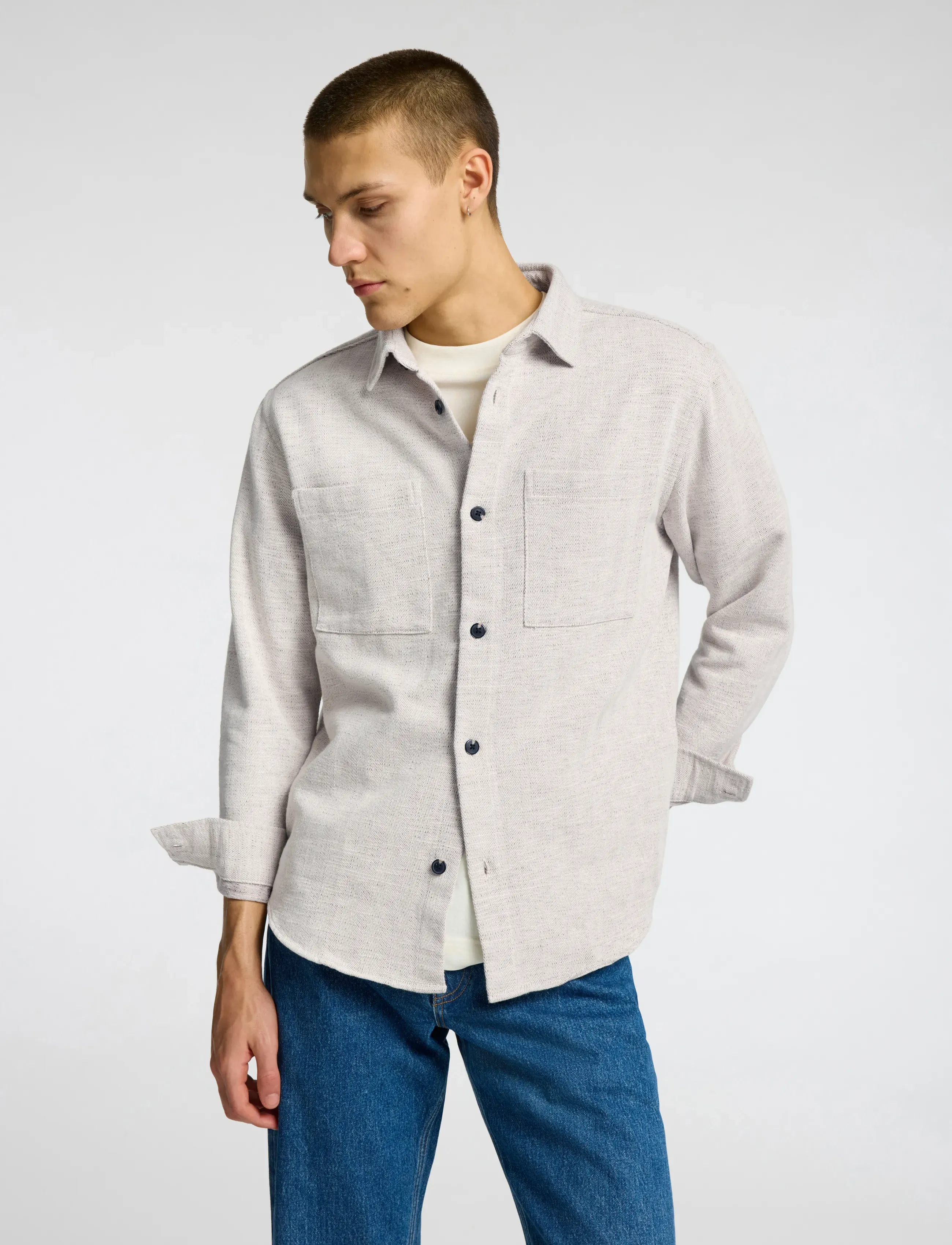 Selected - SLHREGHANK HERRINGBONE OVERSHIRT - oatmeal - 5