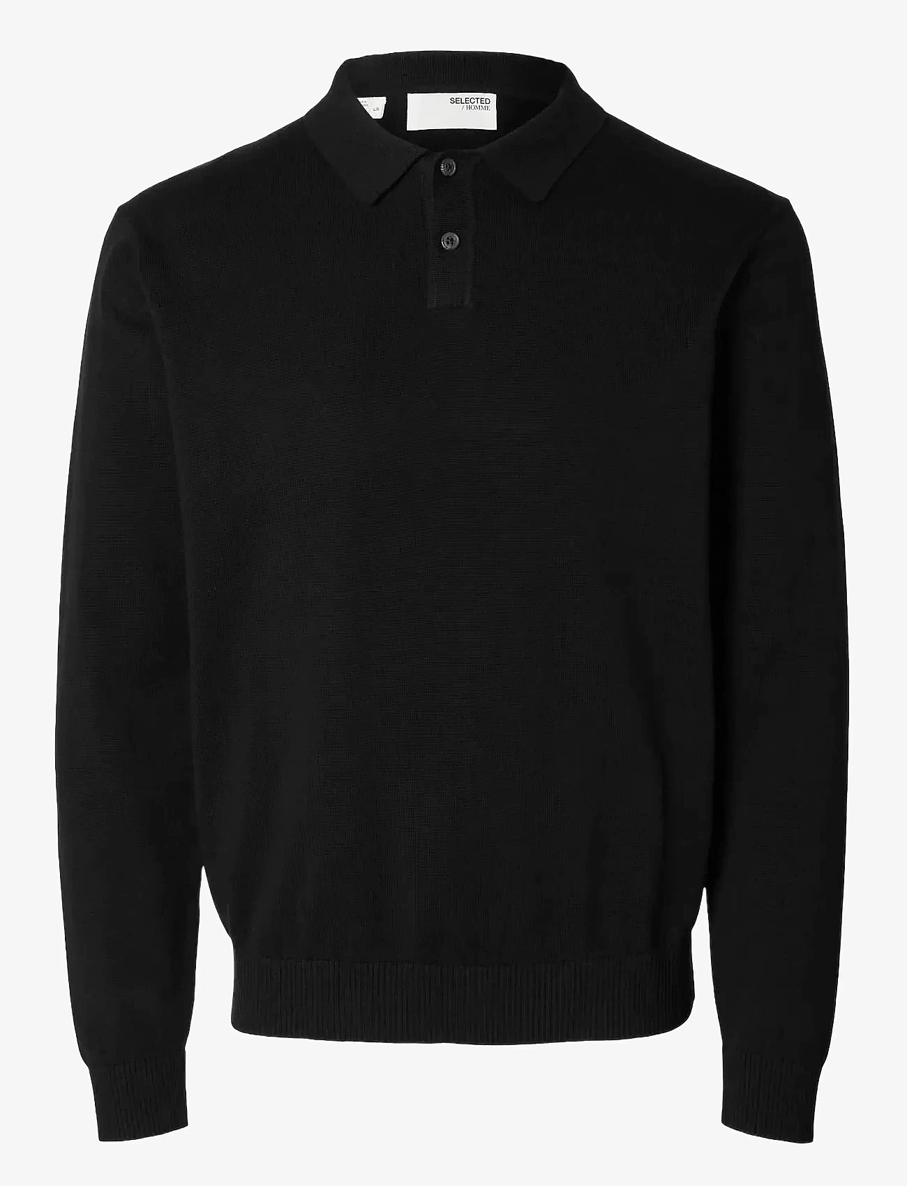 Selected - SLHREG-KRIS KNIT LS POLO - black - 0