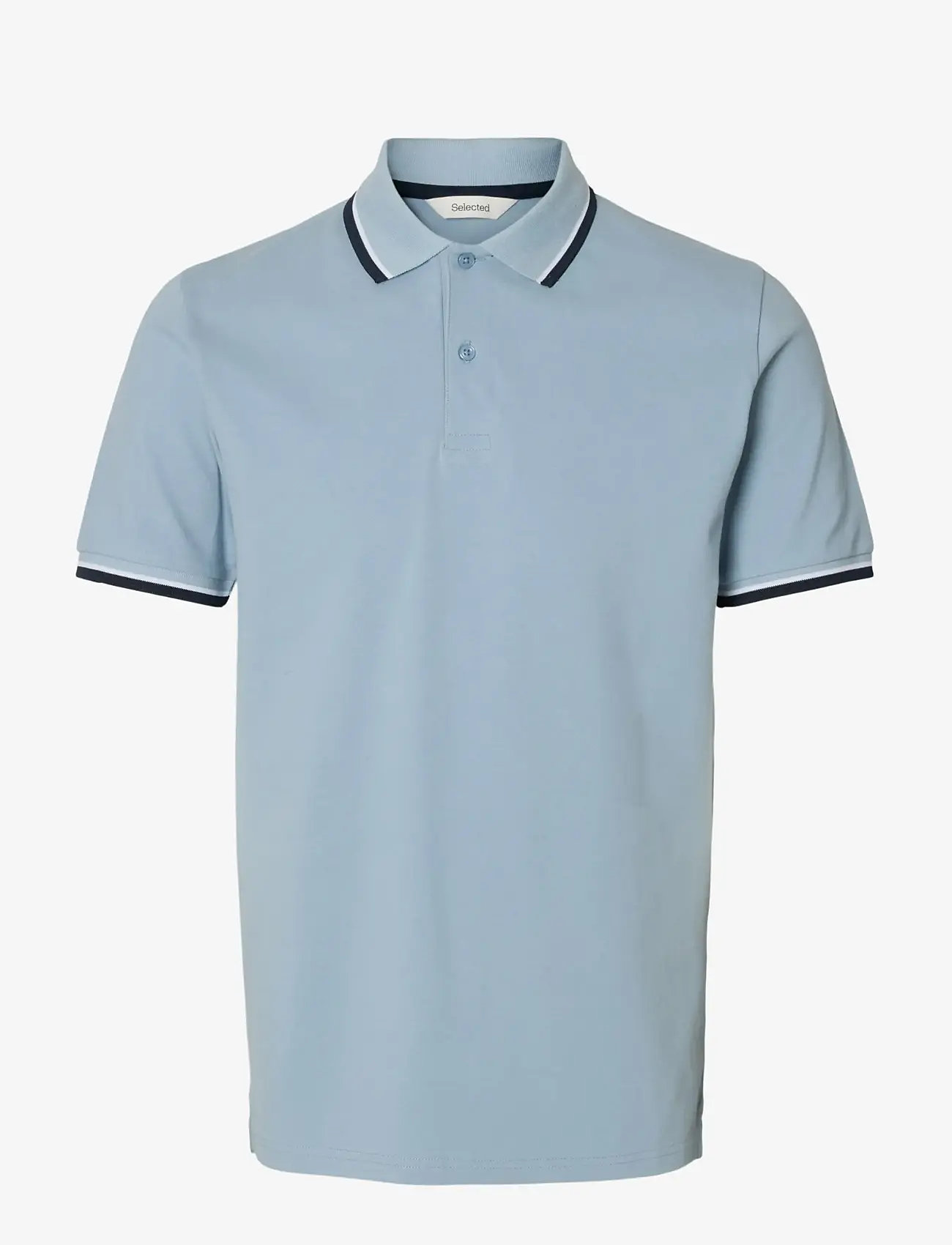 Selected - SLHSLIM-ATLAS SPORT SS POLO NOOS - short-sleeved polos - dusty blue - 1