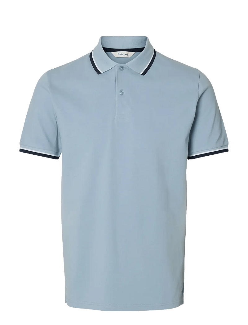 Selected - SLHSLIM-ATLAS SPORT SS POLO NOOS - short-sleeved polos - dusty blue - 1