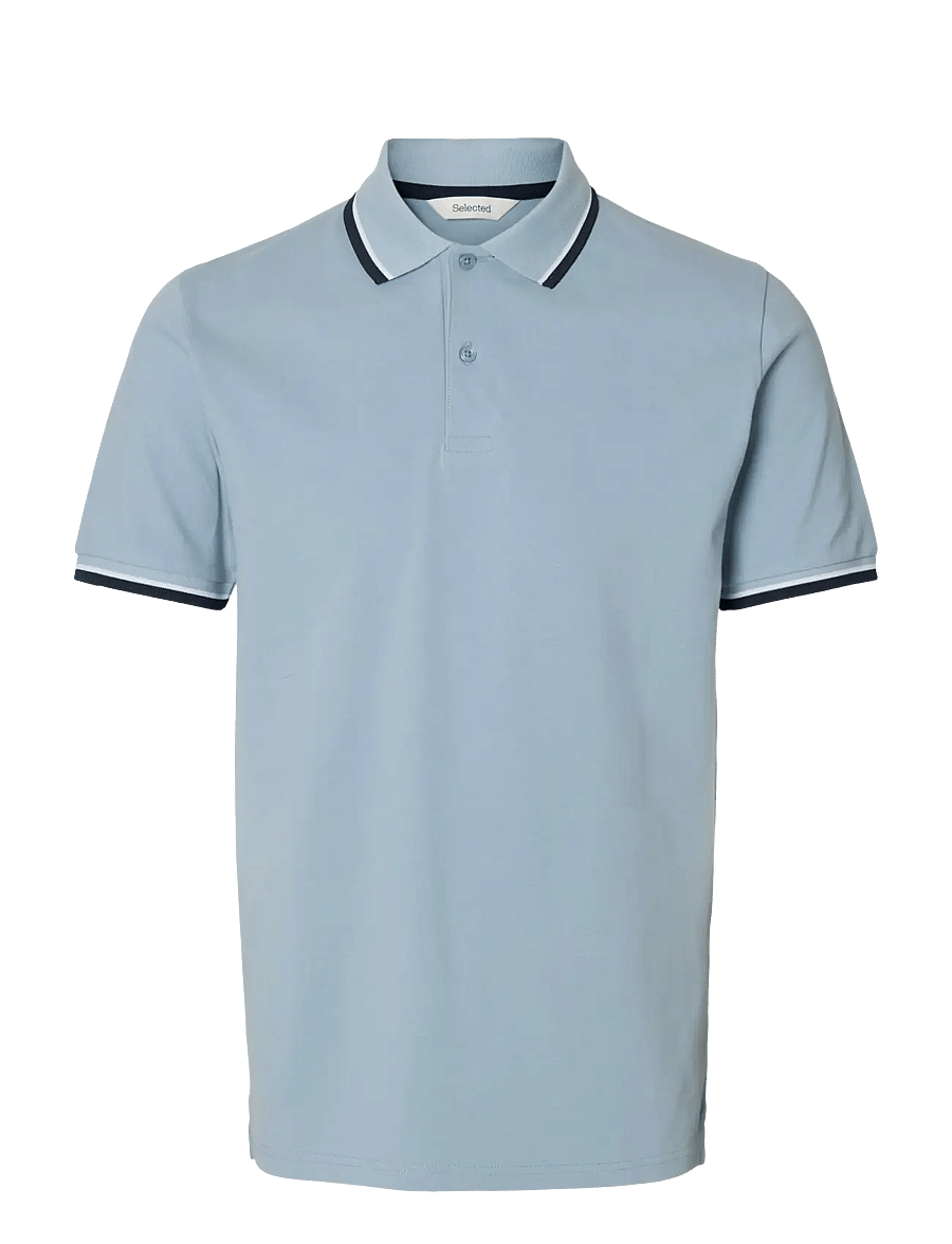 Selected - SLMSLIM-ATLAS SPORT SS POLO NOOS - kurzärmelig - dusty blue - 1
