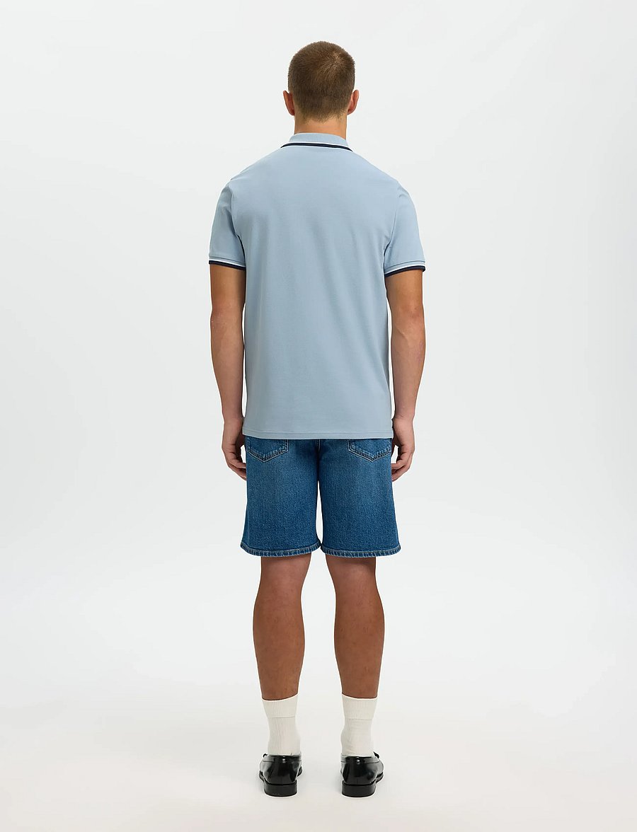 Selected - SLMSLIM-ATLAS SPORT SS POLO NOOS - kurzärmelig - dusty blue - 2