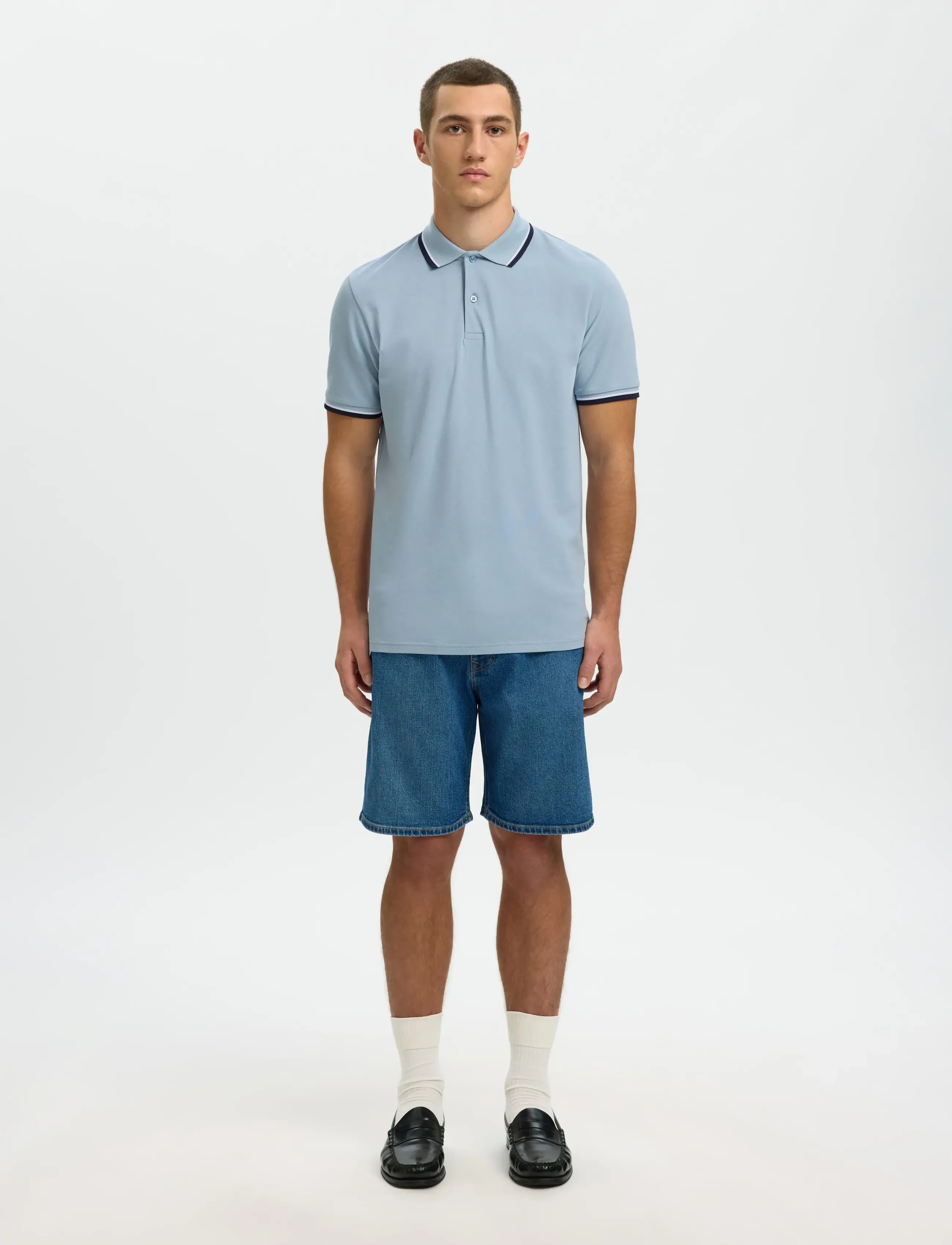 Selected - SLMSLIM-ATLAS SPORT SS POLO NOOS - kortærmede poloer - dusty blue - 3