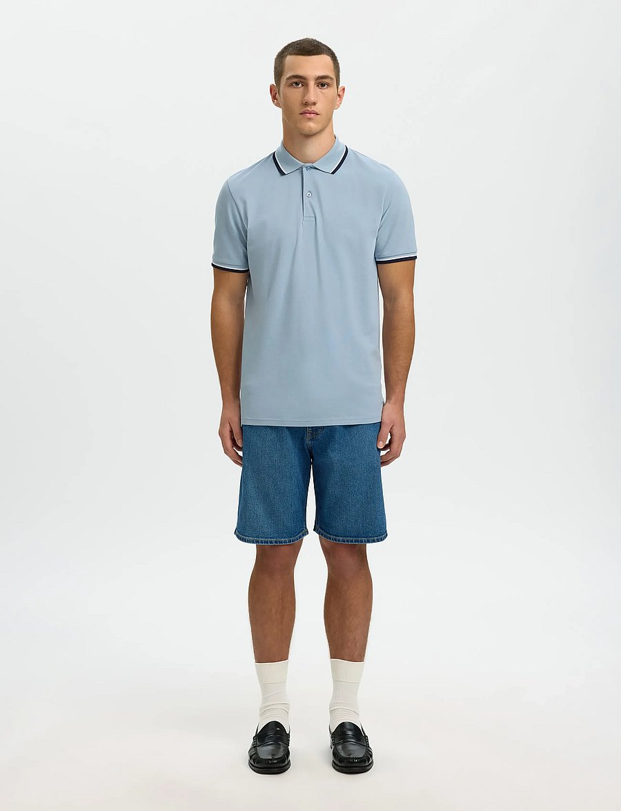Selected - SLMSLIM-ATLAS SPORT SS POLO NOOS - kurzärmelig - dusty blue - 3