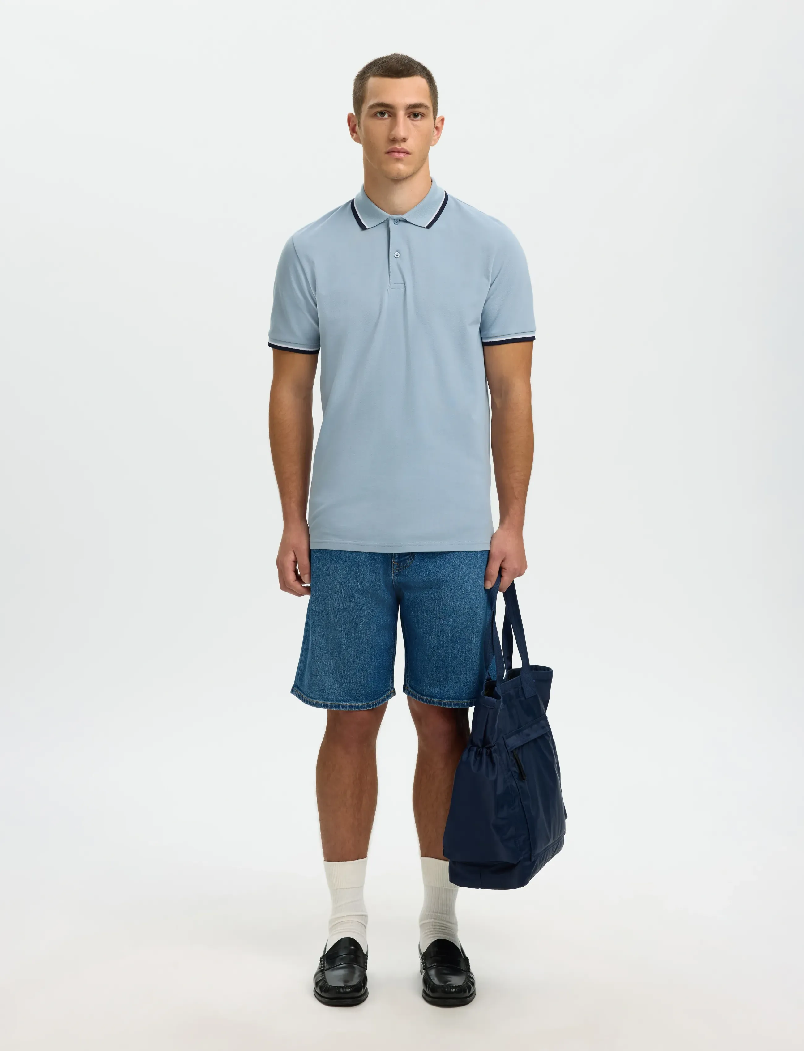 Selected - SLMSLIM-ATLAS SPORT SS POLO NOOS - kortærmede poloer - dusty blue - 4