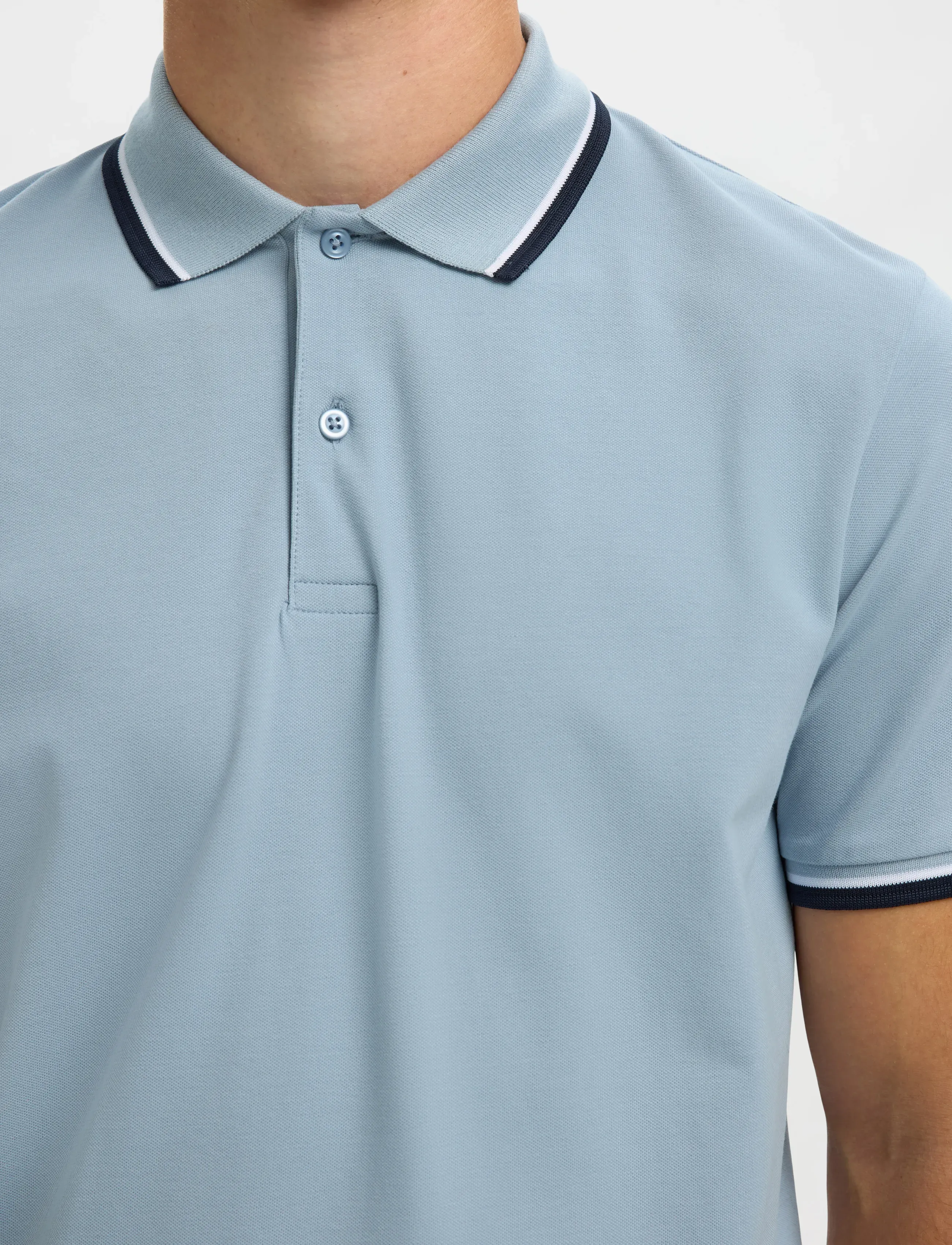 Selected - SLMSLIM-ATLAS SPORT SS POLO NOOS - kortærmede poloer - dusty blue - 5